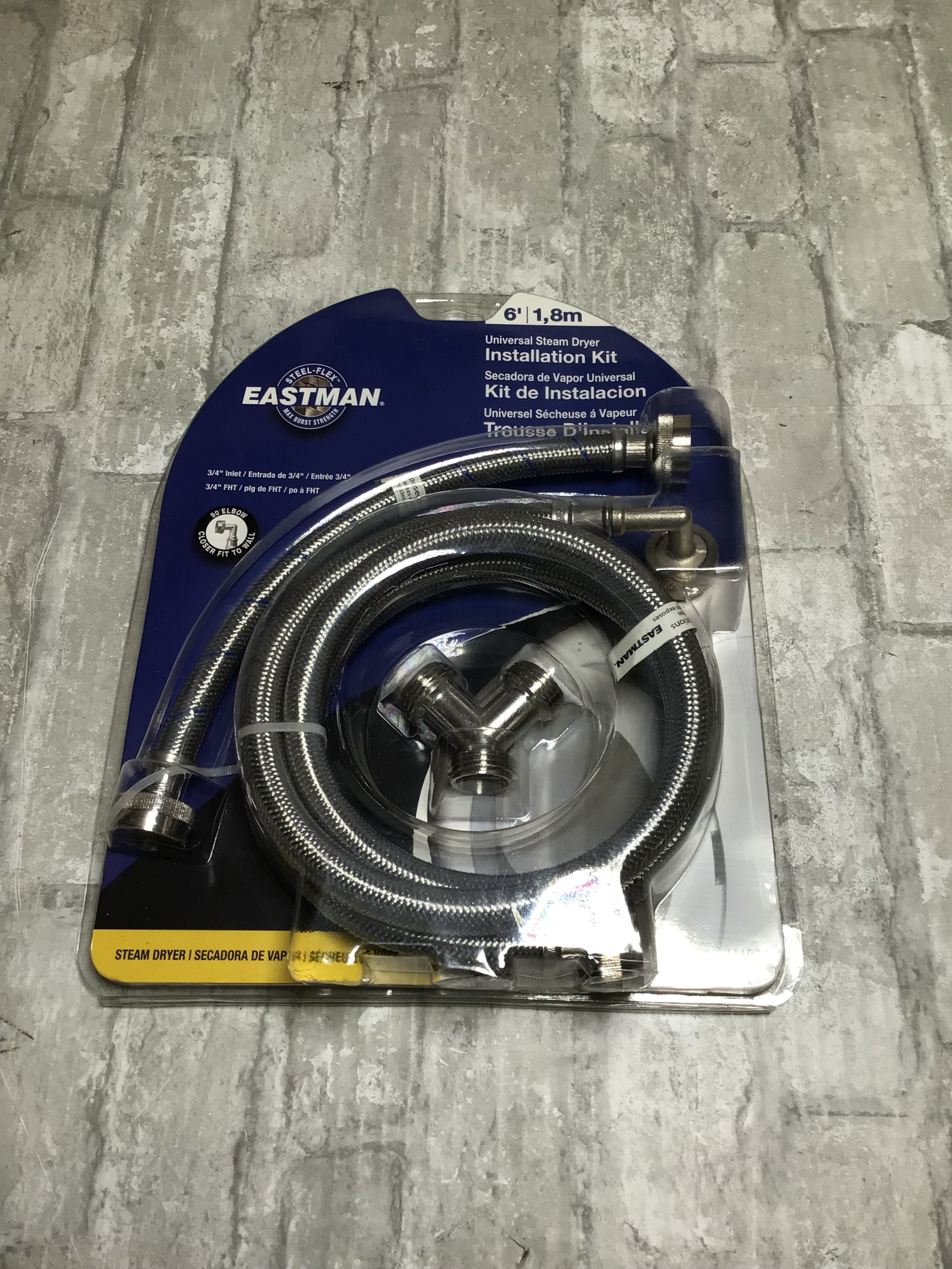 Eastman Steam Dryer Installation Kit, 3/4 Inch FHT Fill Hose 90 Degree Elbow 6ft (8224097665262)