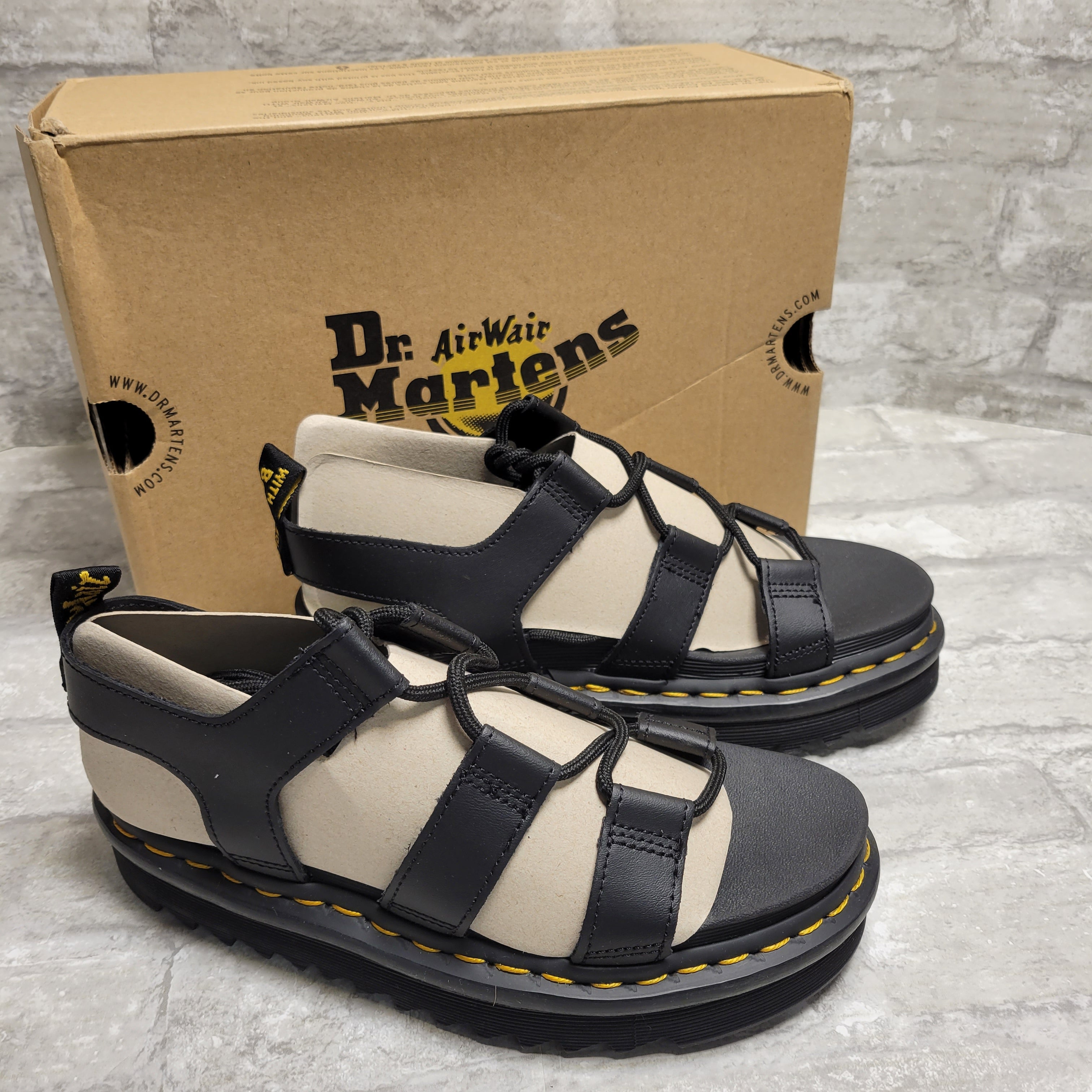 Dr. Martens NARTILLA Leather Strap Gladiator Sandal 24641001 BLACK, 7