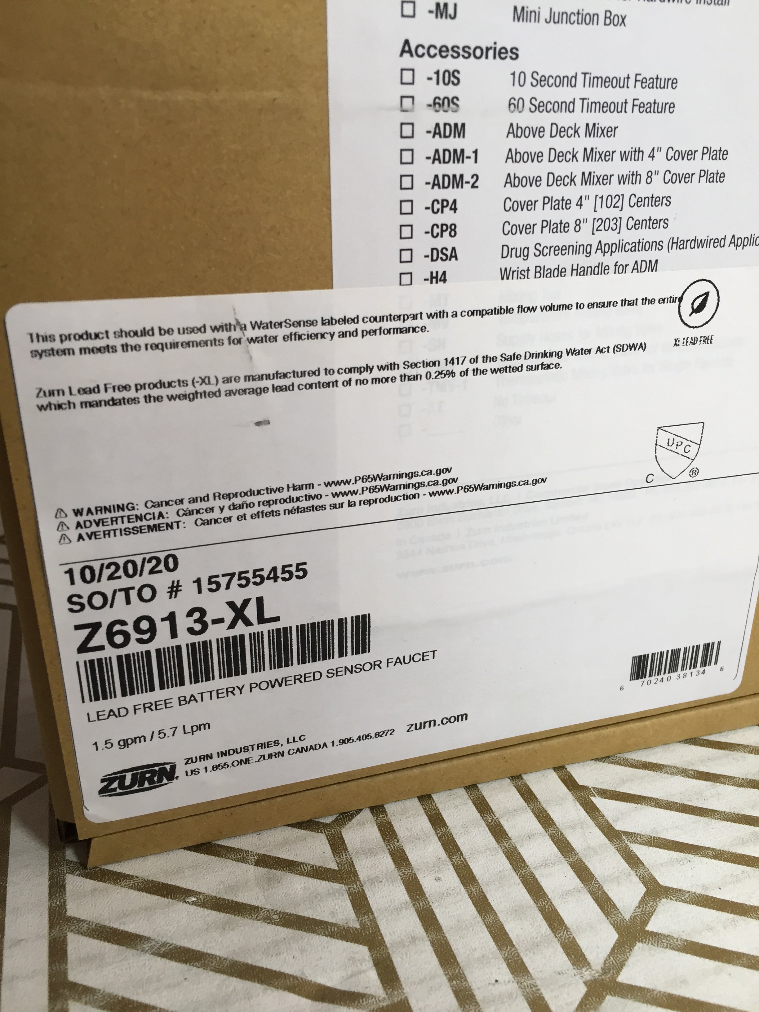 Zurn Z6913-XL Batter Powered Single Hole XL Faucet *NEW* FREE SHIPPING (8141299876078)