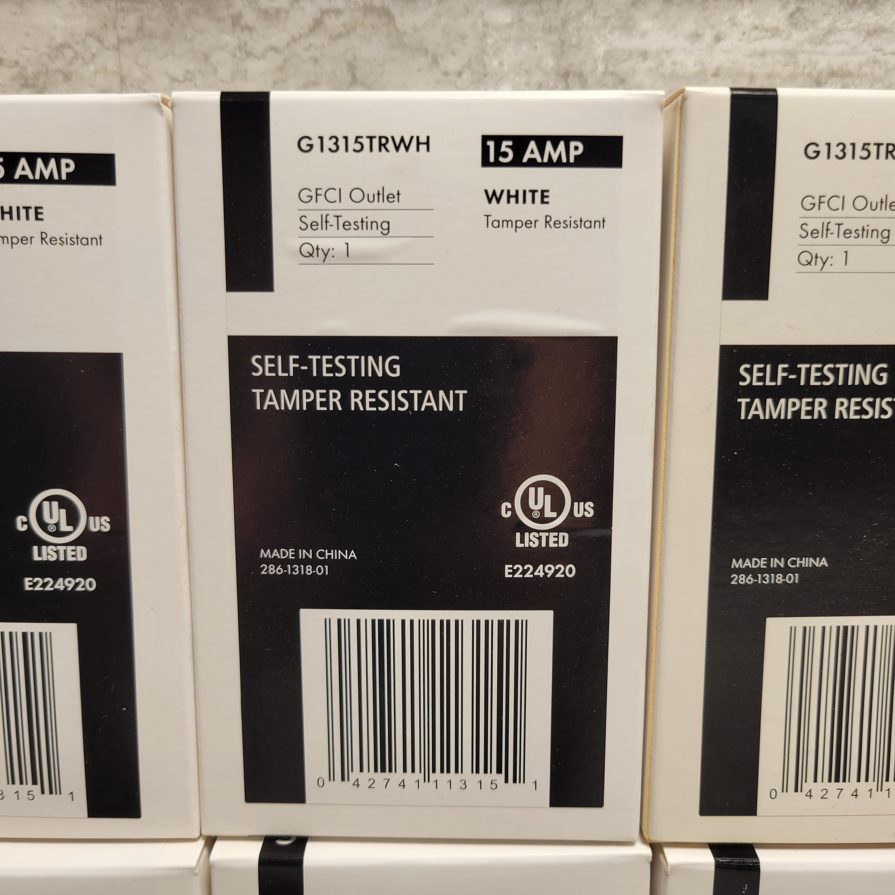 USI G1315TRWH Electric 15A Self-Test GFCI Duplex Outlet Receptacle, White 10pk (8119563354350)
