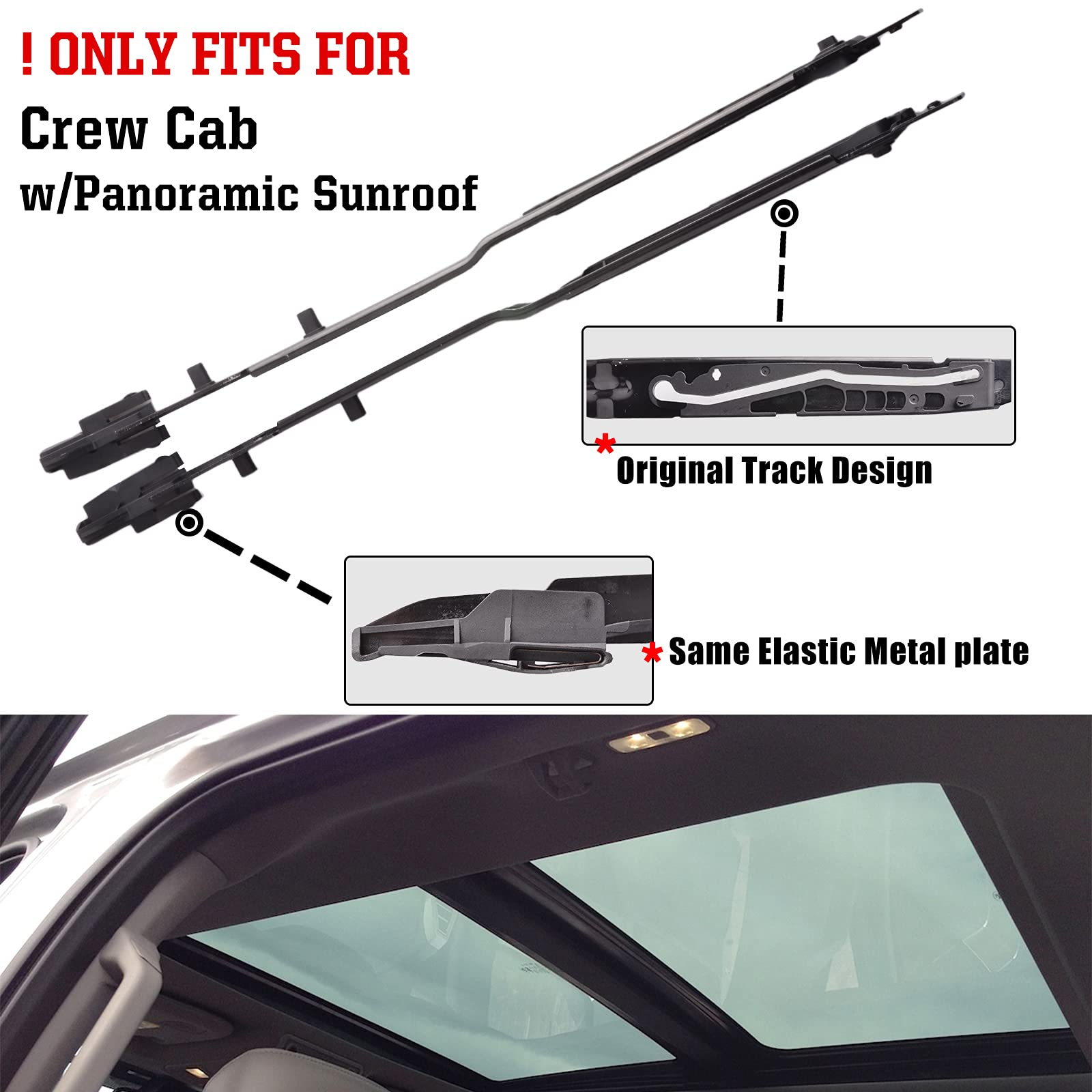 Sunroof Track Guide Rails Compatible Ford 2015-2020 / 2017-2019 (8108734972142)