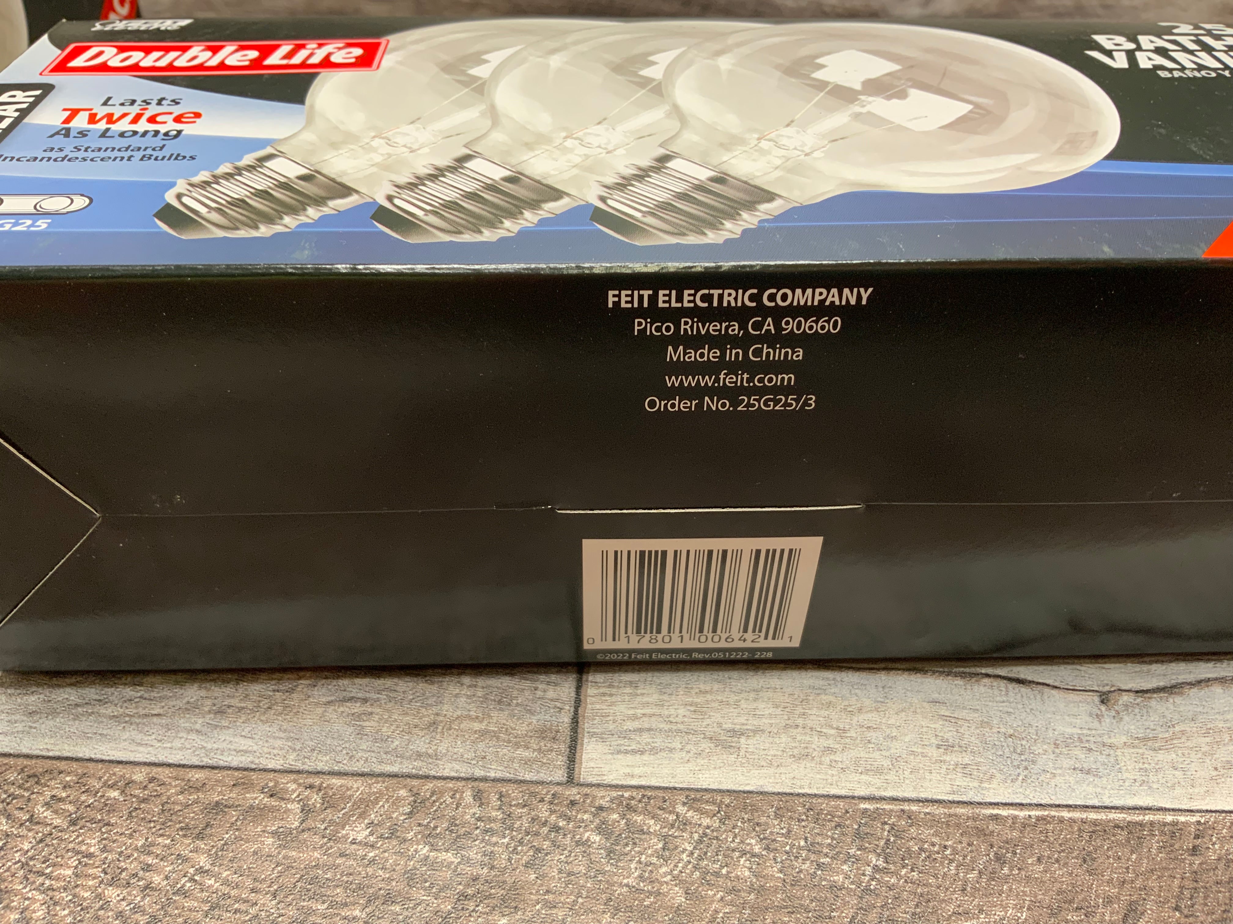 Feit ELECTRIC 25-Watt 120V Double Life (25G25/3) *LOT OF 3/9 Bulbs Total* (8171123605742)