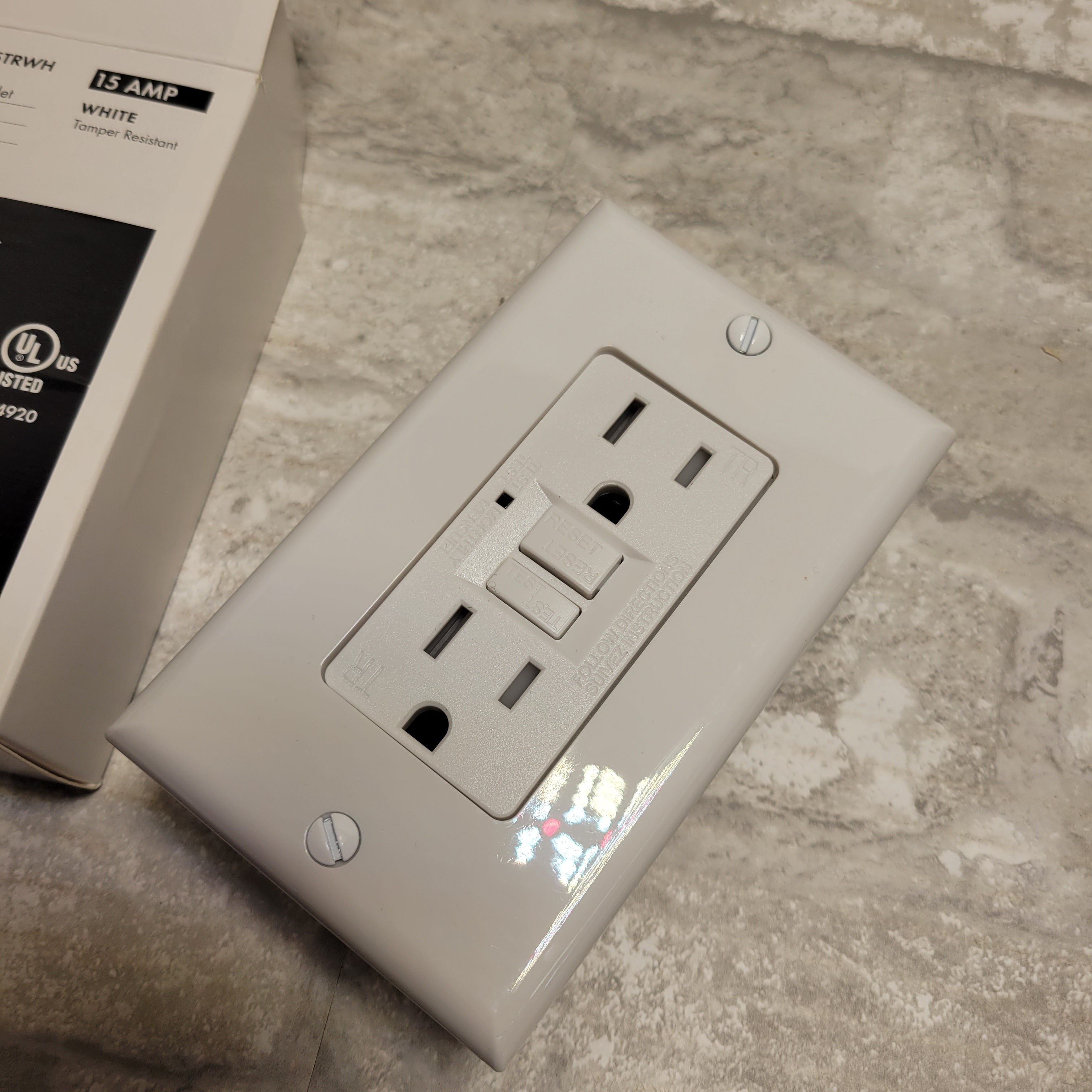 USI G1315TRWH Electric 15A Self-Test GFCI Duplex Outlet Receptacle, White 10pk (8119563354350)