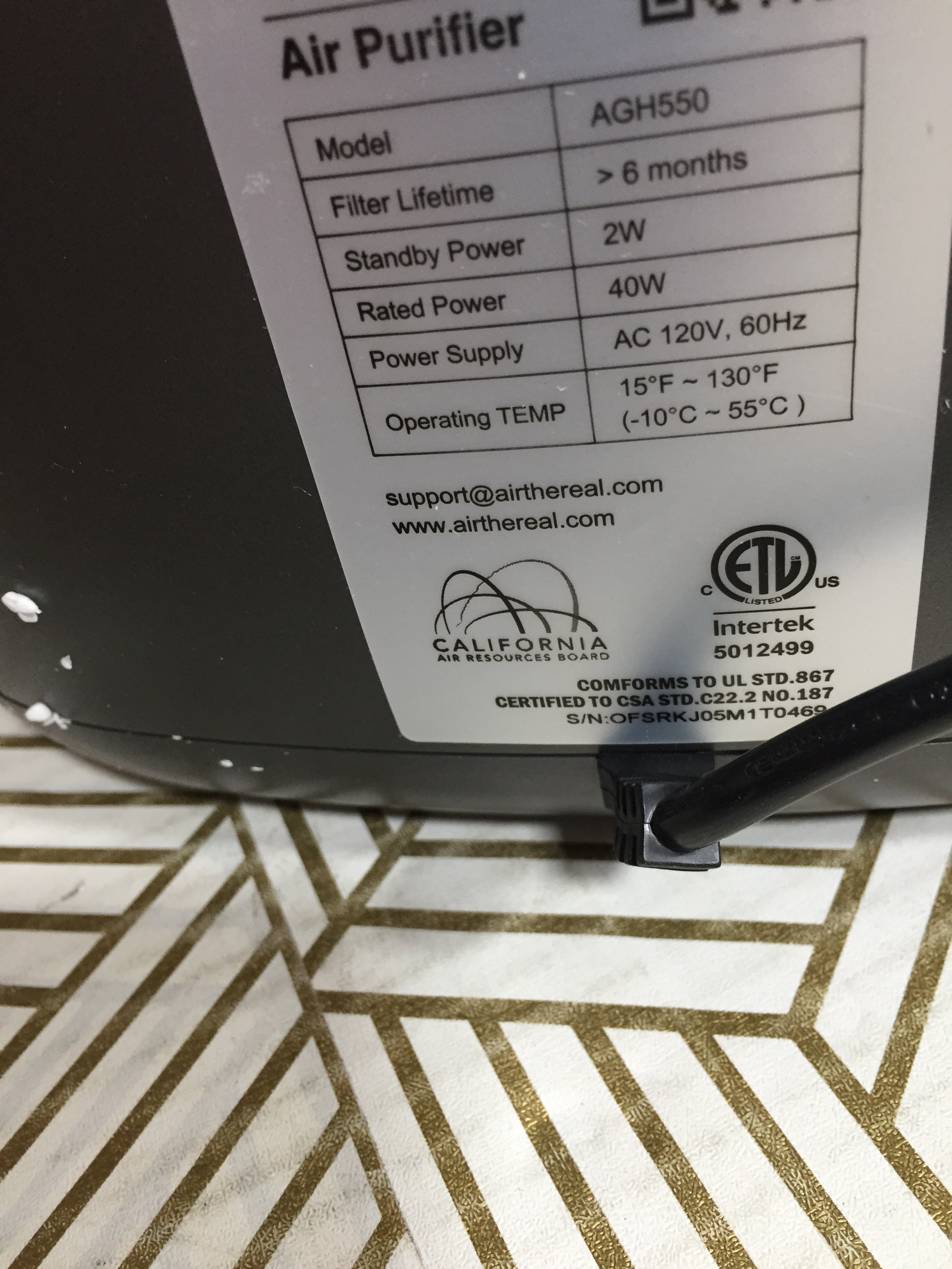 Airthereal AGH550 Glory Days HEPA Filter Air Purifier Air Quality Monitor (8093185179886)