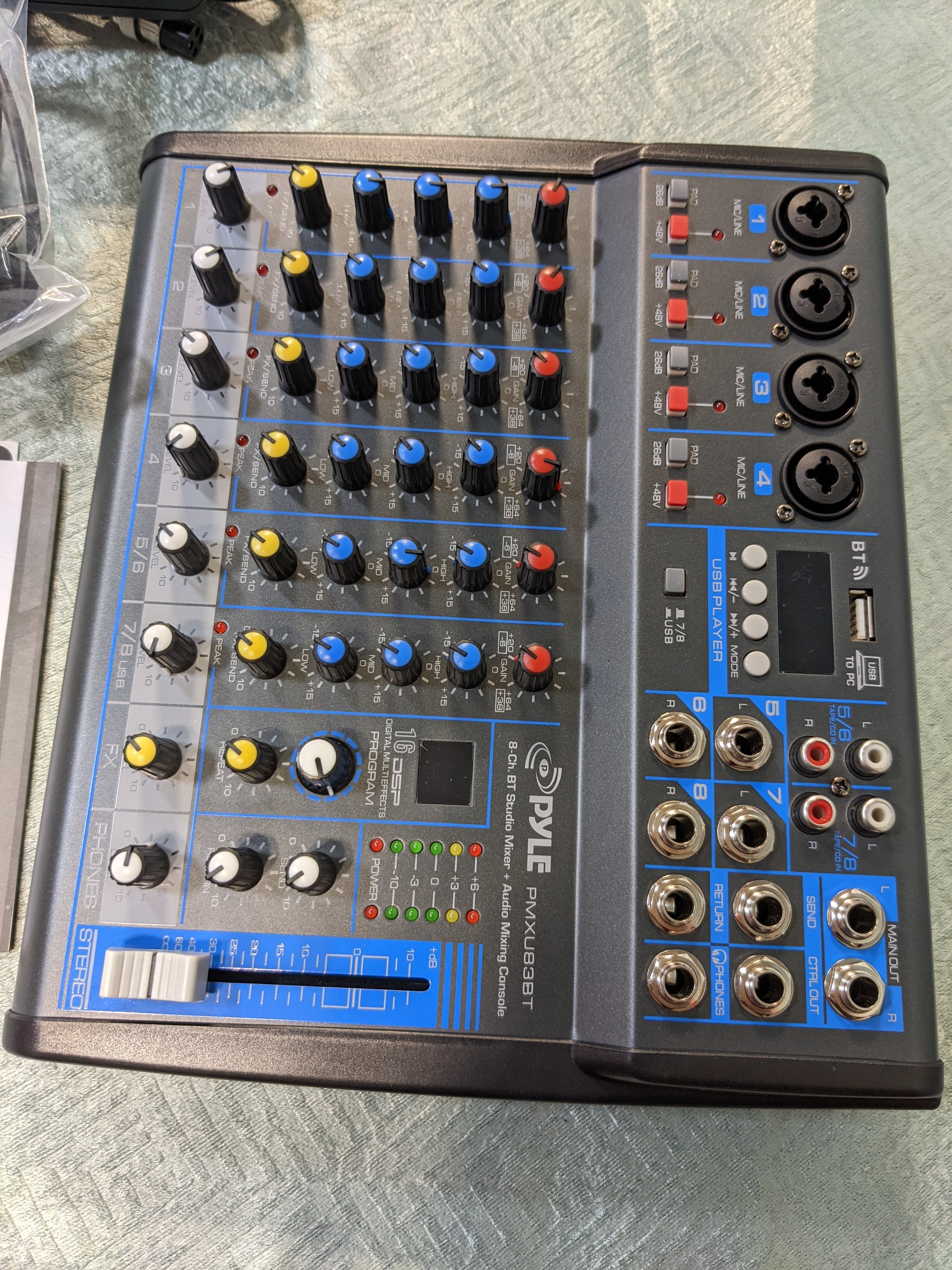 Pyle PMXU83BT 8-Ch. Bt Studio Mixer & Audio Mixing Console (7588092543214)