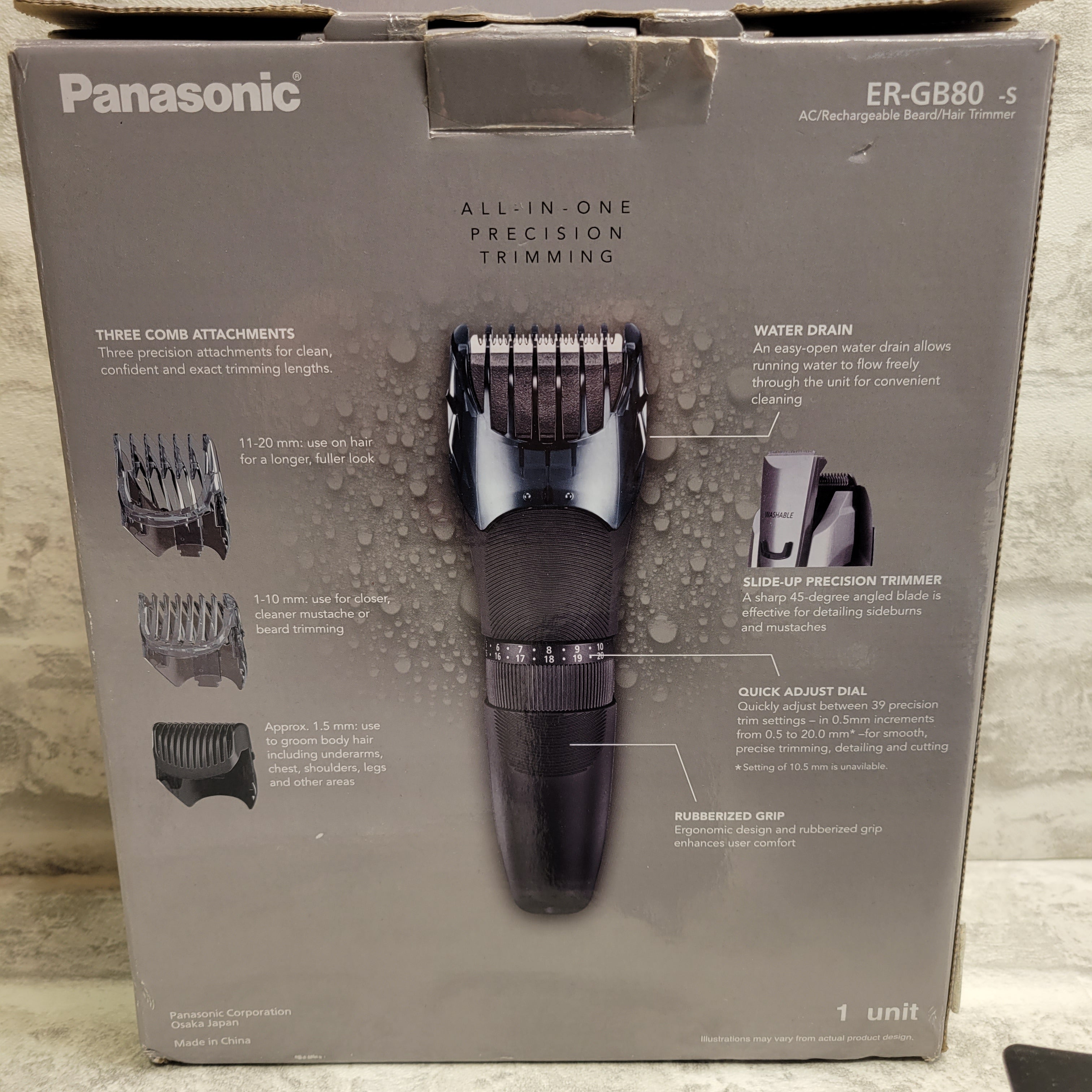 Panasonic Multigroom Beard Trimmer Kit, ER-GB80-S, Silver