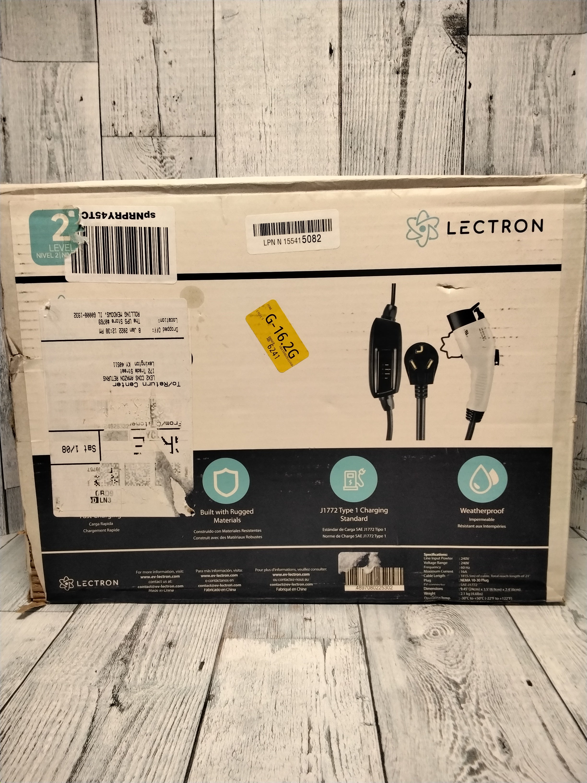 Lectron NEMA 5-15 Level 1 EV Charger - 110V 16 Amp with 21 ft Extension Cord (7776113590510)