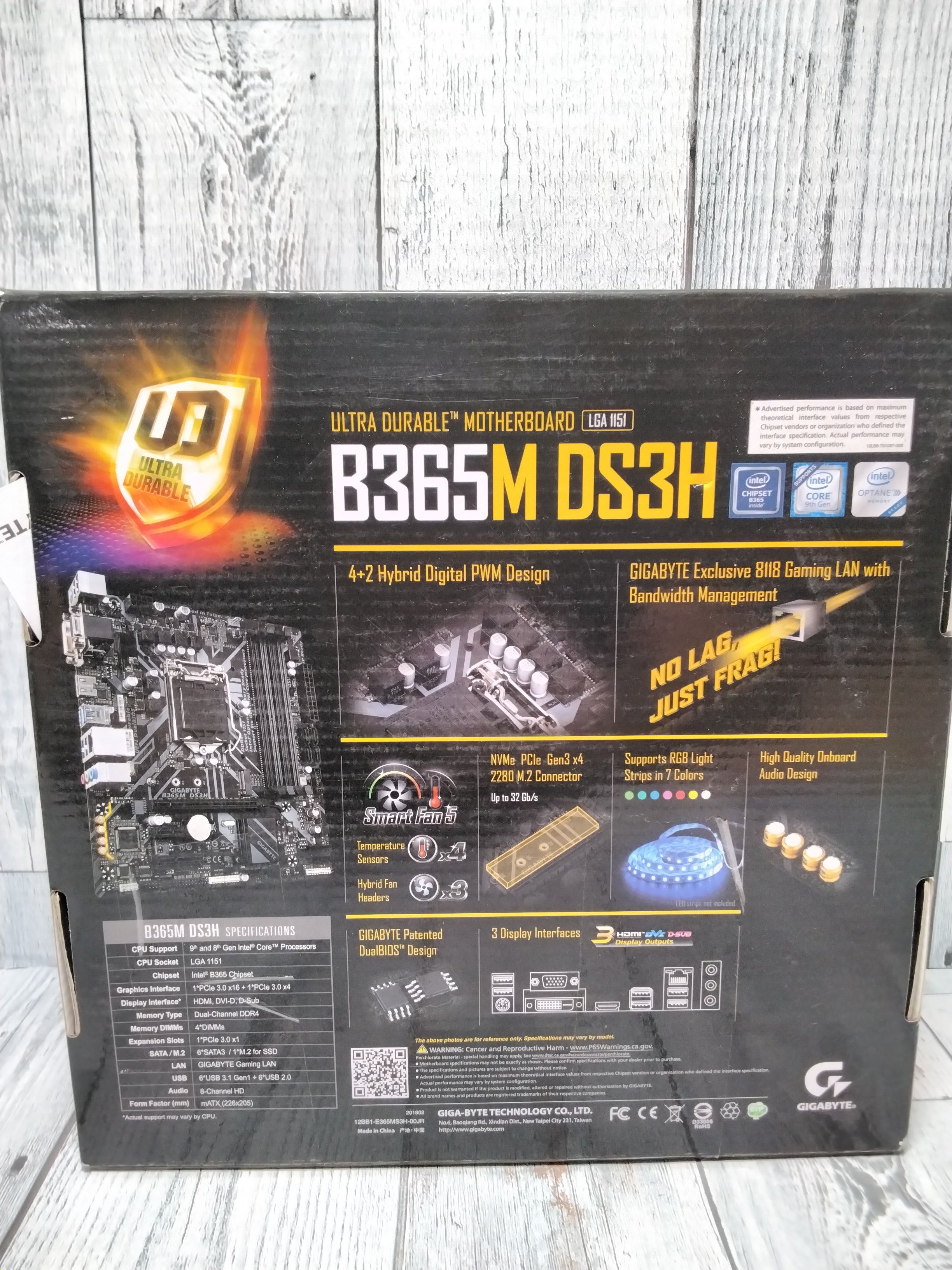 GIGABYTE B365M DS3H (LGA1151/Intel/Micro ATX/USB 3.1 Gen 1) (7829530804462)