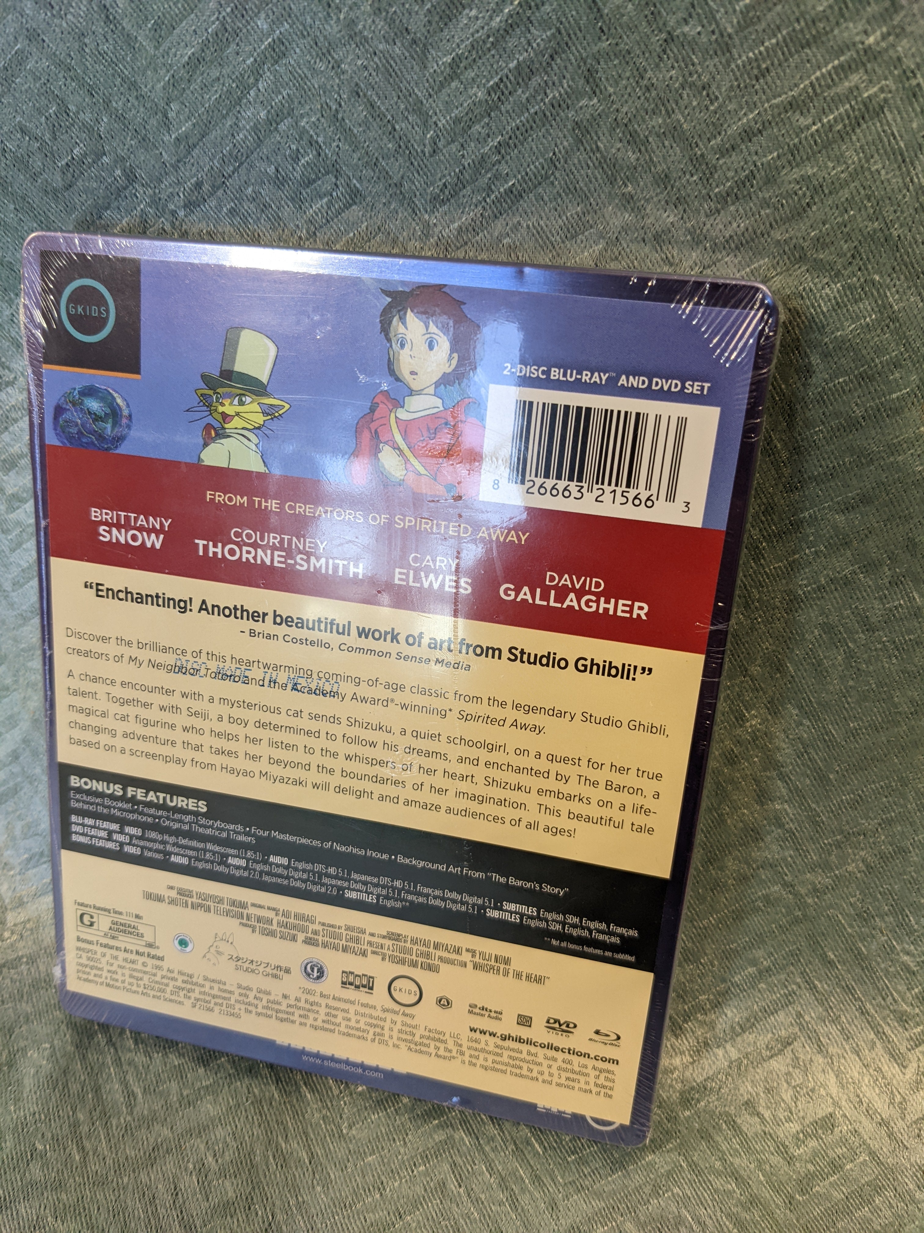Whisper of the Heart - Limited Edition Steelbook Blu ray + DVD (7536206840046)