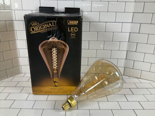 60-Watt Equivalent ST52 Dimmable Spiral Filament Oversized Amber Glass E26 Bulb (6922779918519)