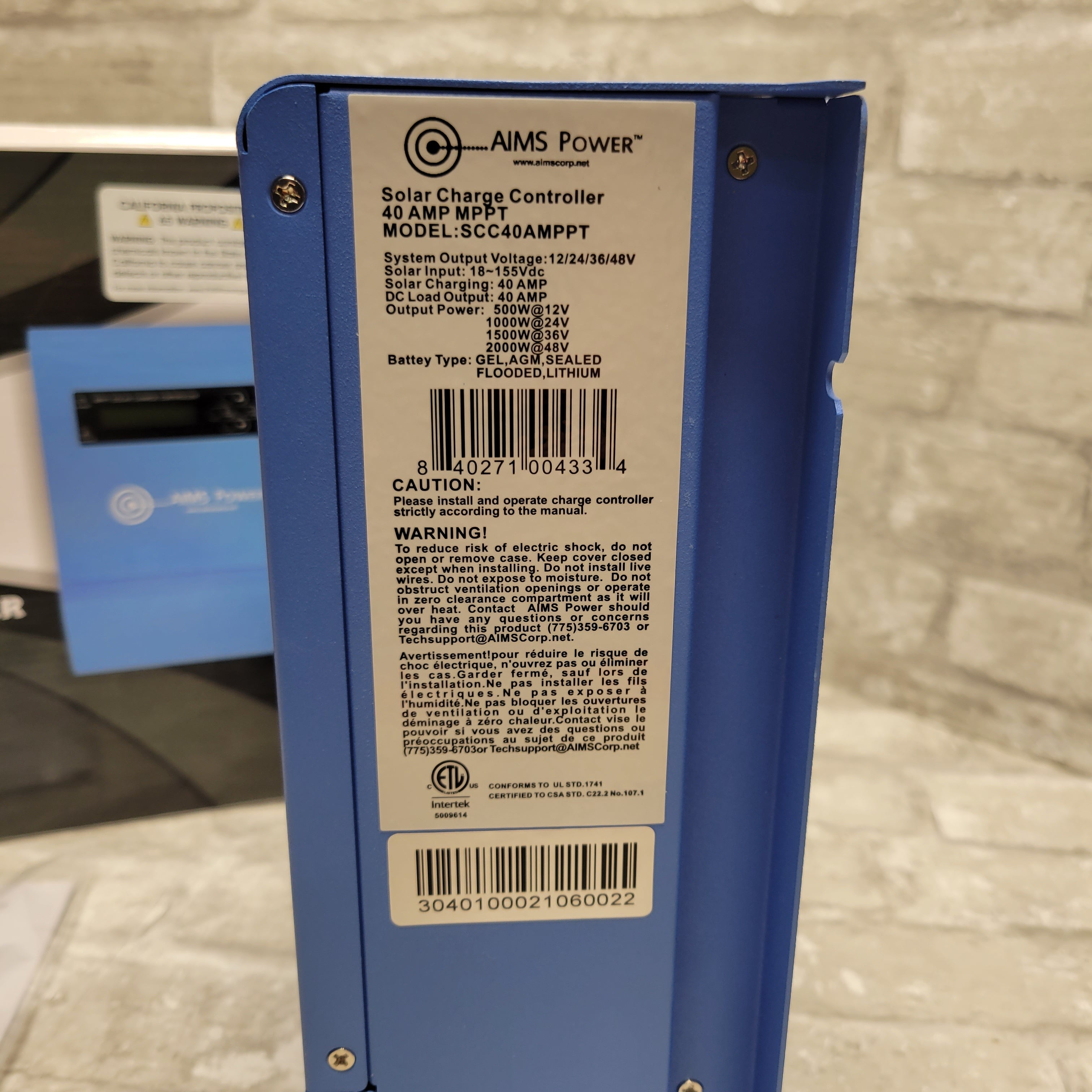 AIMS Power SCC40AMPPT 40 AMP Solar Charge Controller with MPPT Technology (8069388959982)