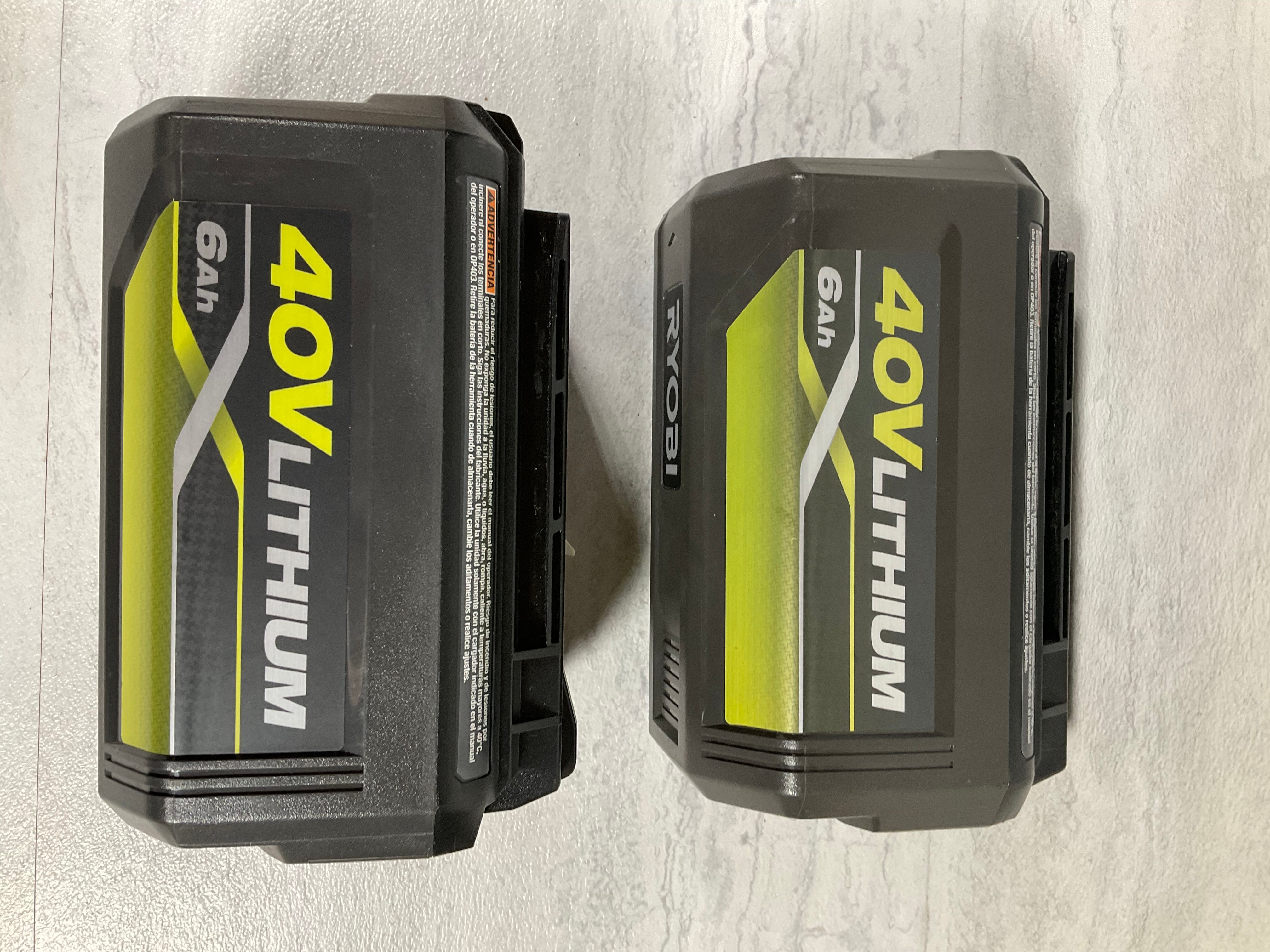 (2) Not Working Ryobi 0P40602 40v 6Ah Lithium Batteries, FOR PARTS (7197972398318)