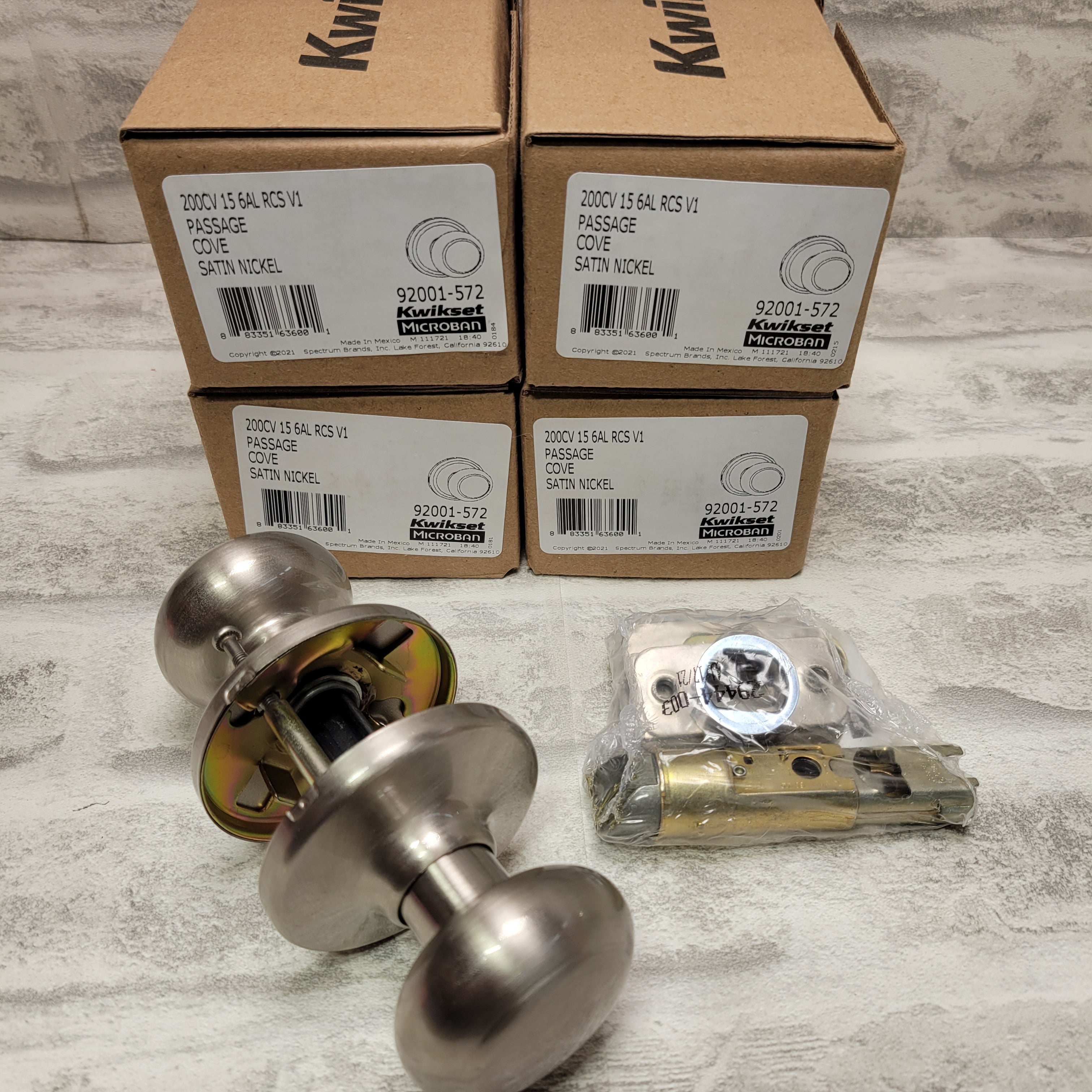 (Lot of 4) Kwikset 92001-572 Cove Passage Hall and Closet Knob In Satin Nickel (7590363136238)