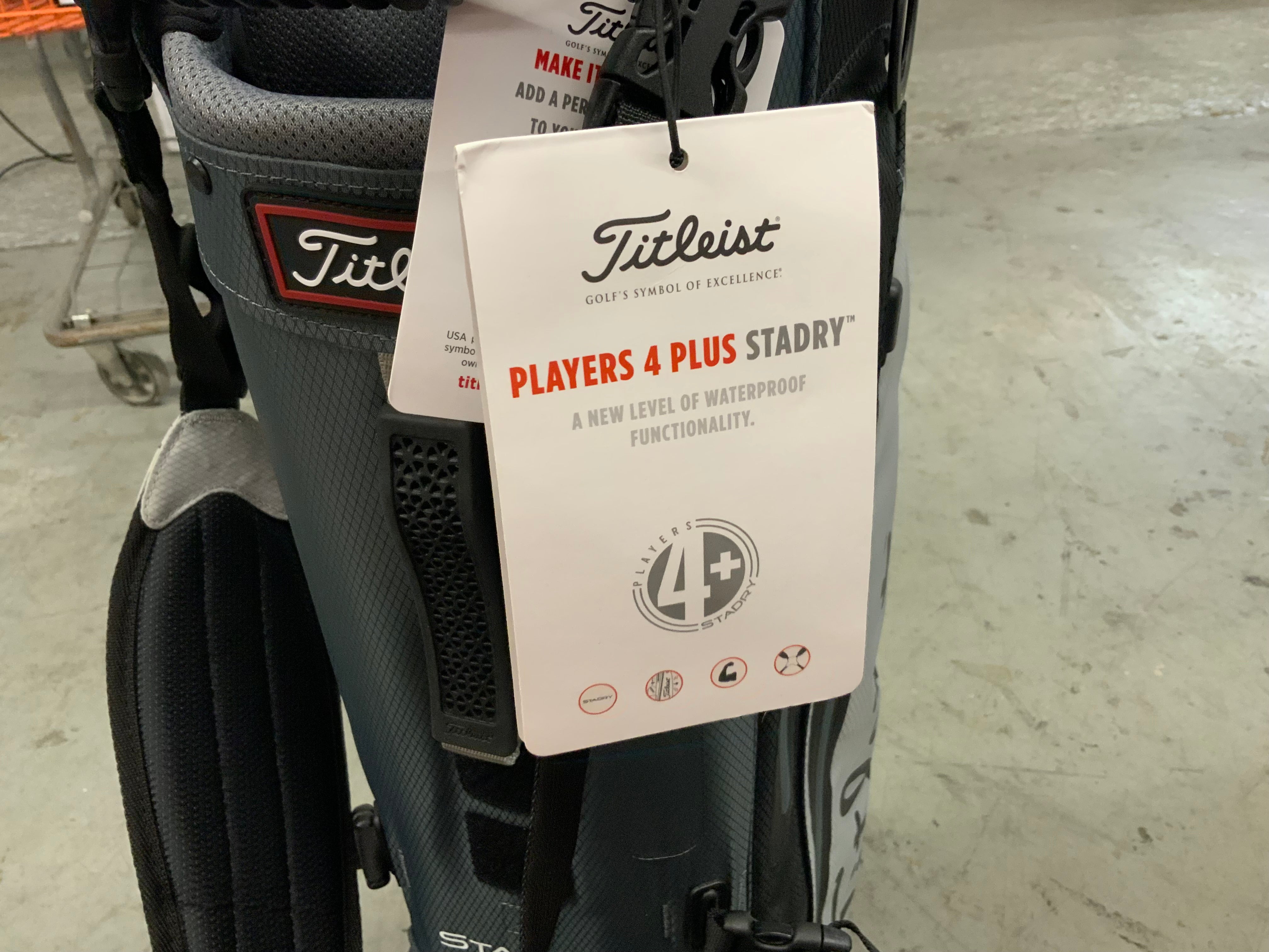 Titleist Players 4 Plus StaDry Golf Bag (Gray/Charcoal/Black) (8108611469550)