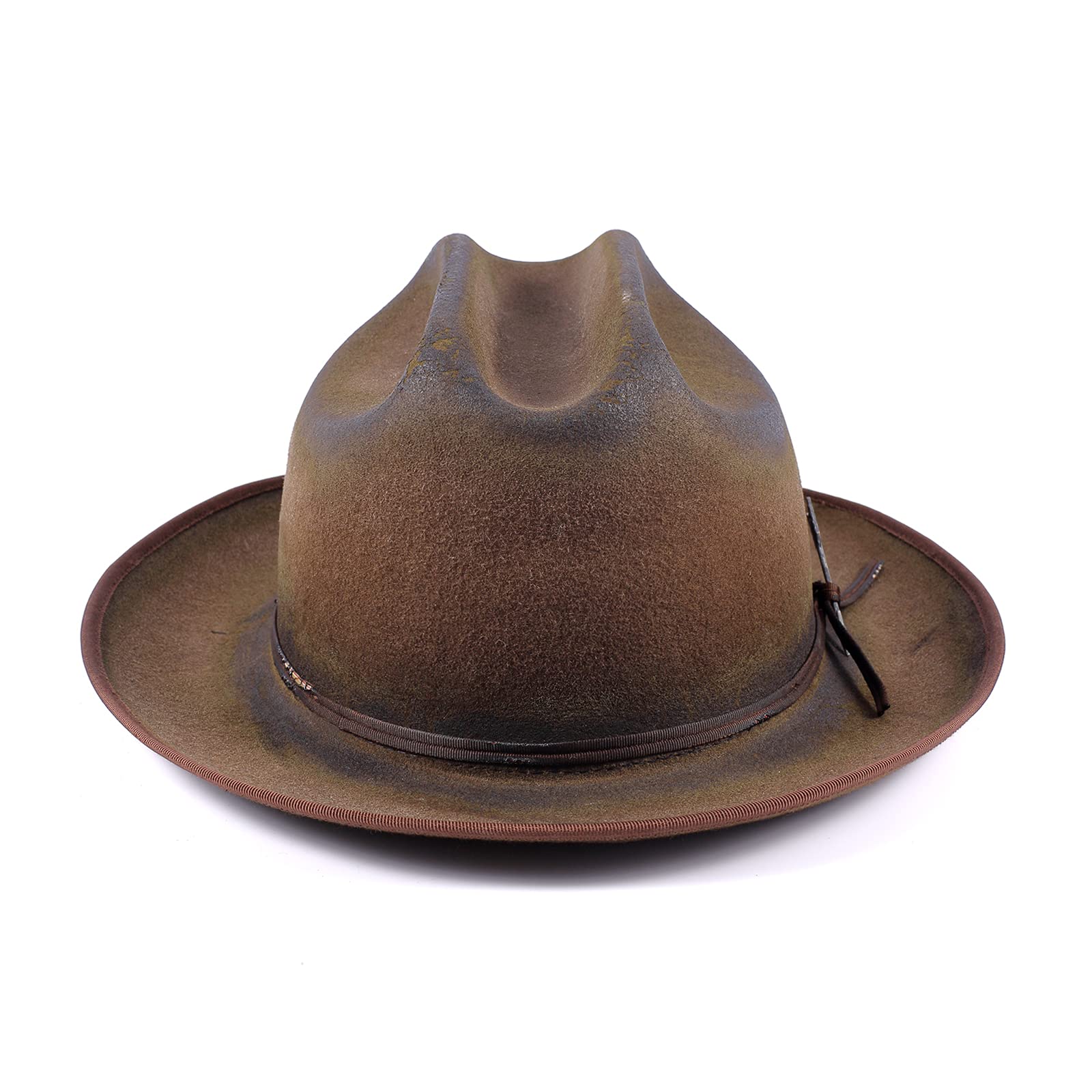 Vintage Fedora Hat Classic for Men Women Wide Brim with Lightning Burnt Brown L (7544119460078)
