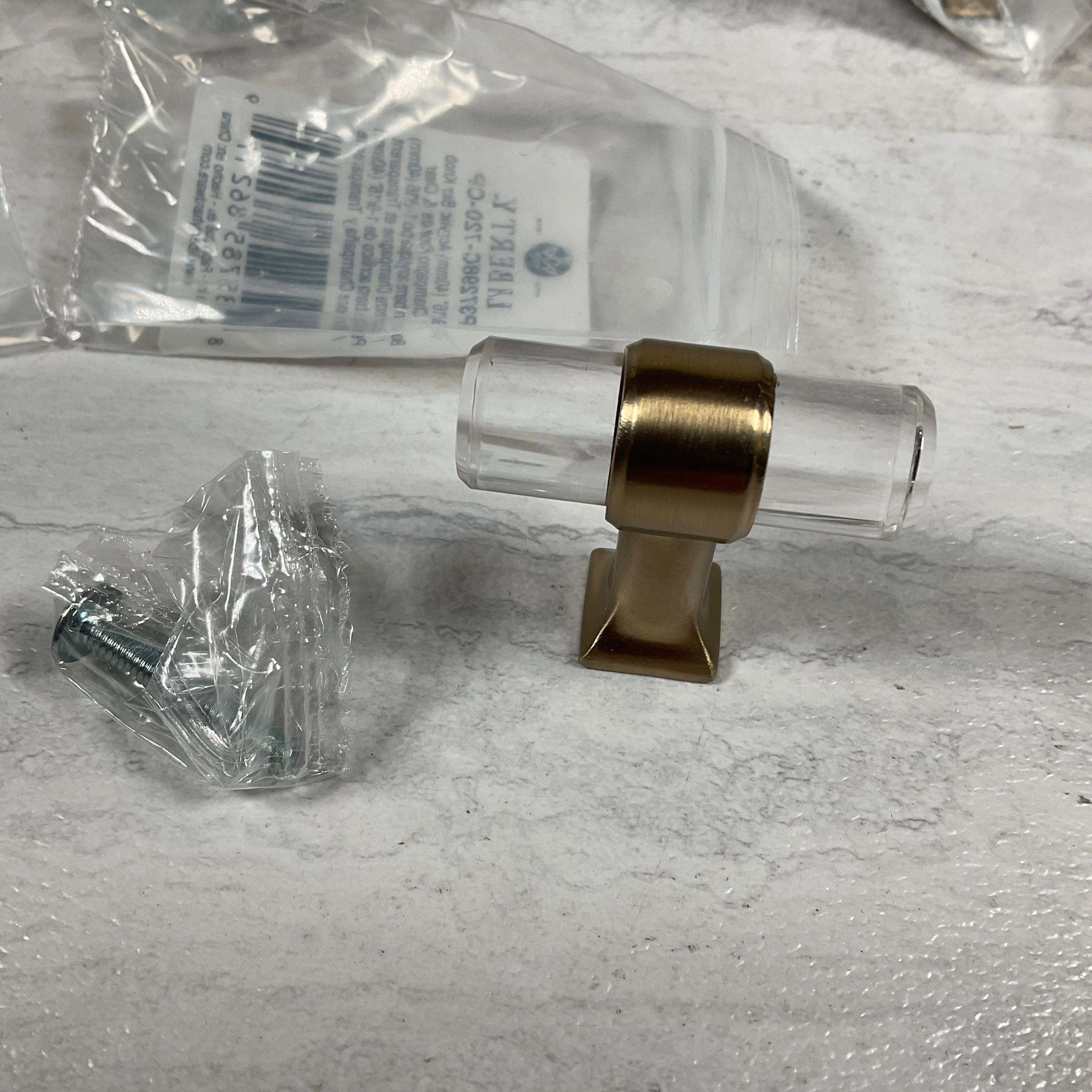 (16) Acrylic Bar 1-9/16 in. (40 mm) Champagne Bronze and Clear Cabinet Knob (7451449852142)