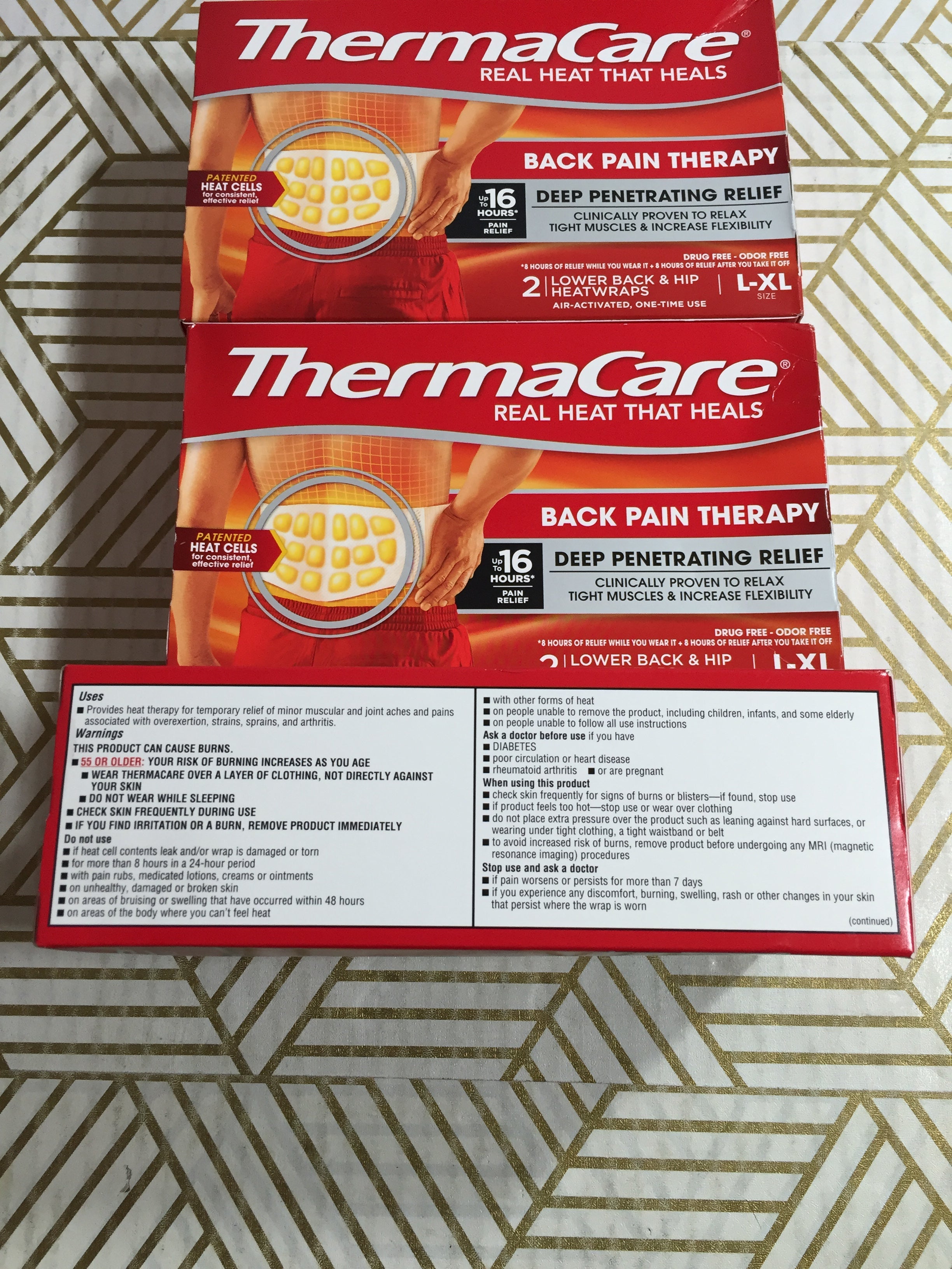 ThermaCare Lower Back & Hip Pain Relief Heat Wraps | 3 PACKS | L-XL *SEALED* (8109095157998)