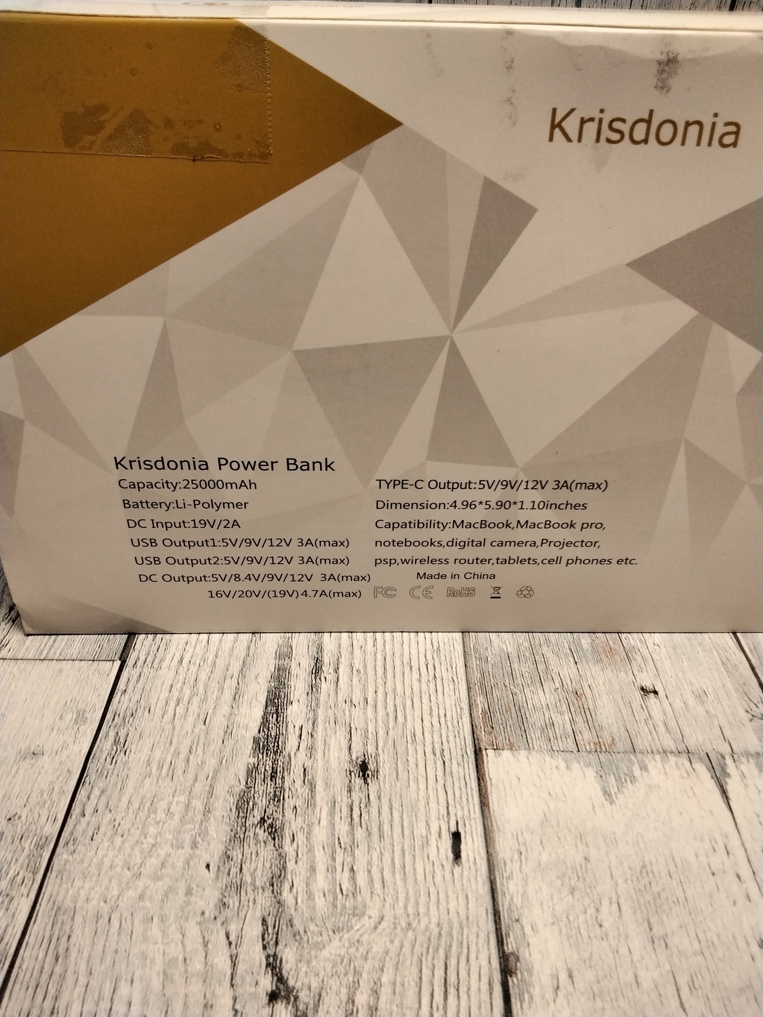 Krisdonia Portable Laptop Power Bank 25000mAh ( TSA-Approved ) *Open/New* (7777855504622)