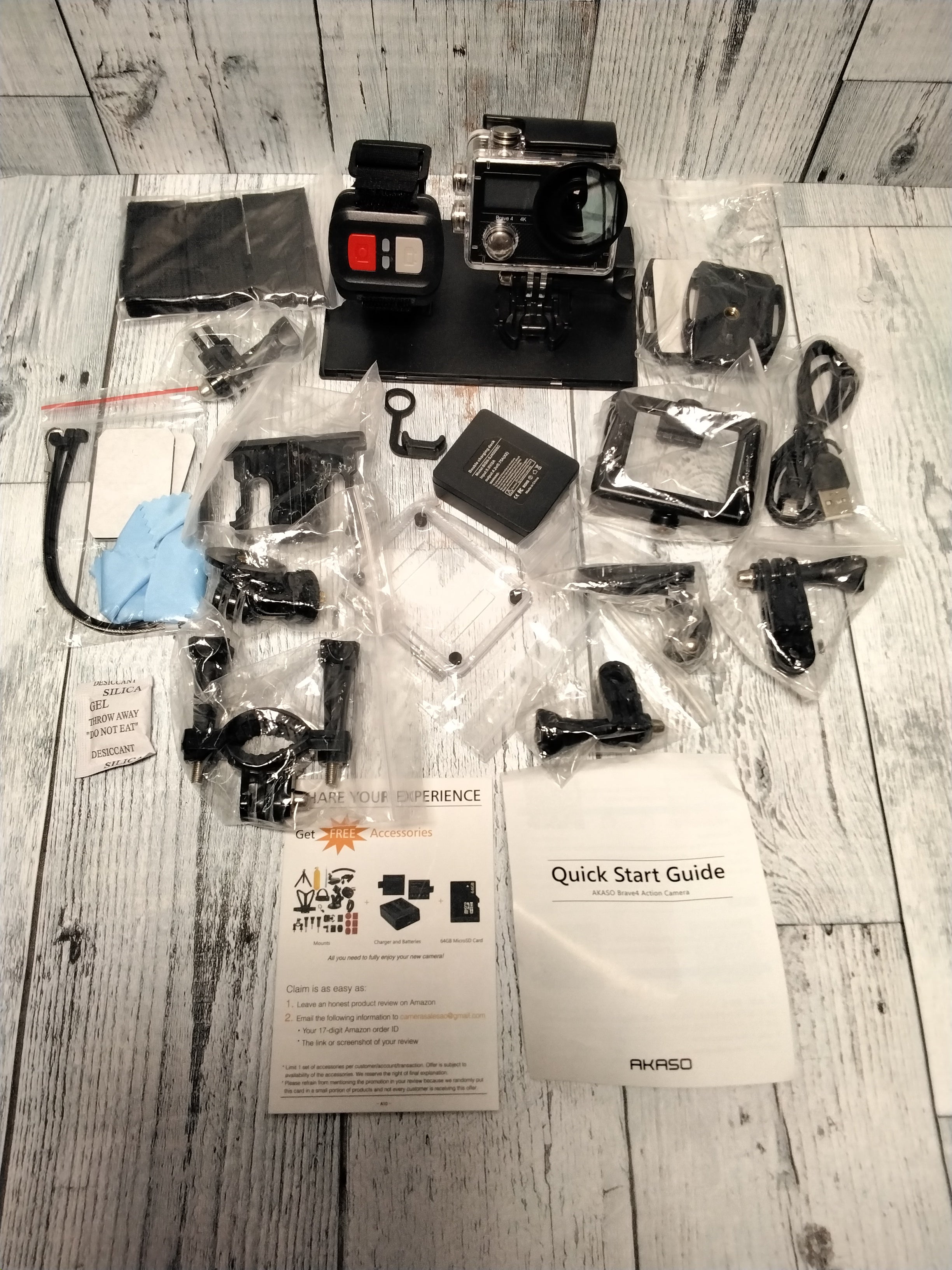 AKASO Brave 4 4K 20MP Underwater Camera, 2 Batteries and Helmet Accessories Kit (7829681045742)