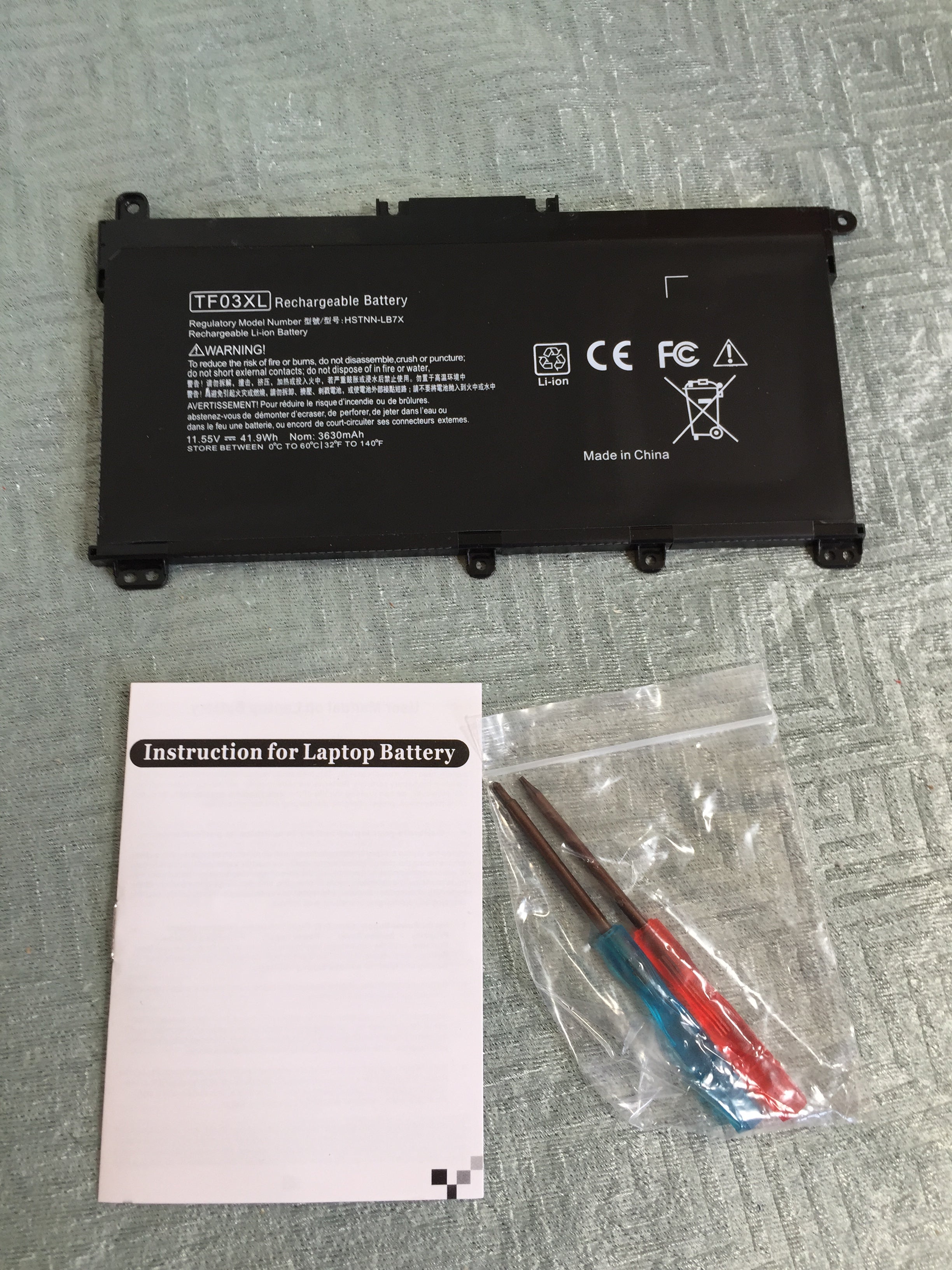 TF03XL Replacement Battery for HP with Tools (7537065001198)