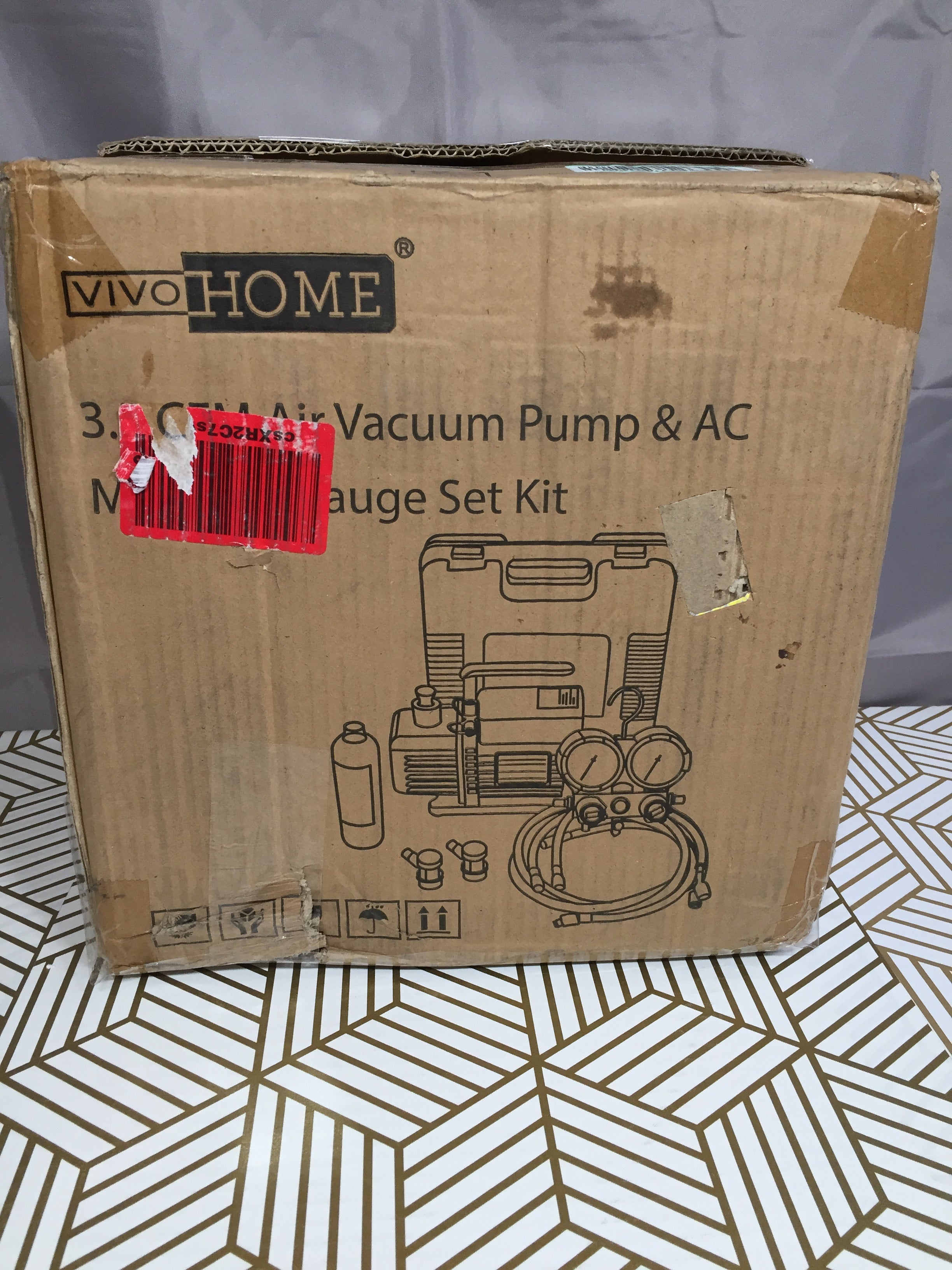 VIVOHOME Single Stage Rotary Vane Air Vacuum Pump & R134a AC Manifold Gauge Kit (8015797485806)