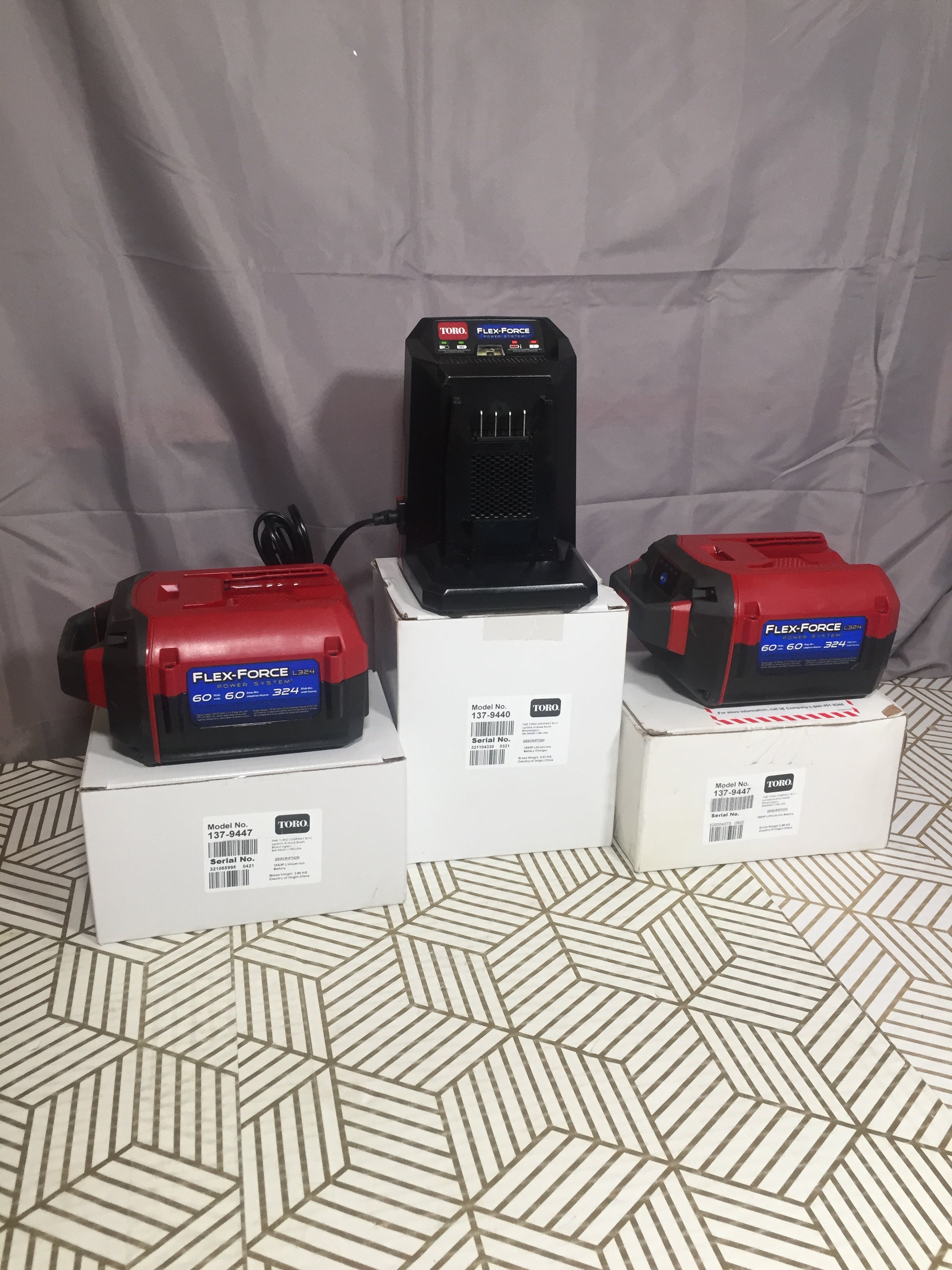 TORO Flex Force 60V 6.0Ah Battery Packs (2) & Charger 88660 *TESTED* (8100490608878)
