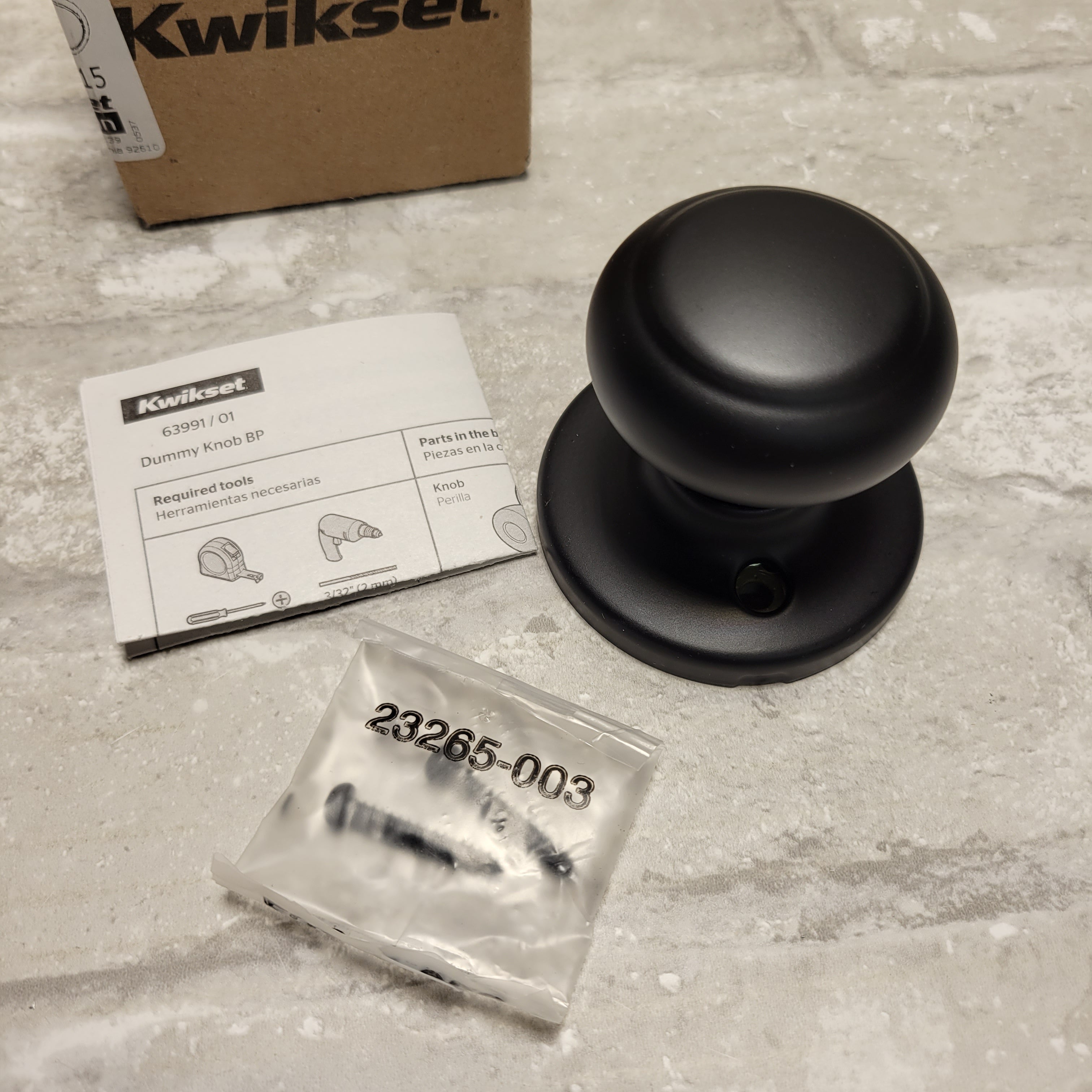 Kwikset Cove Dummy Knob Matte Black 488CV 514 V1, Lot of 4 (8112541630702)