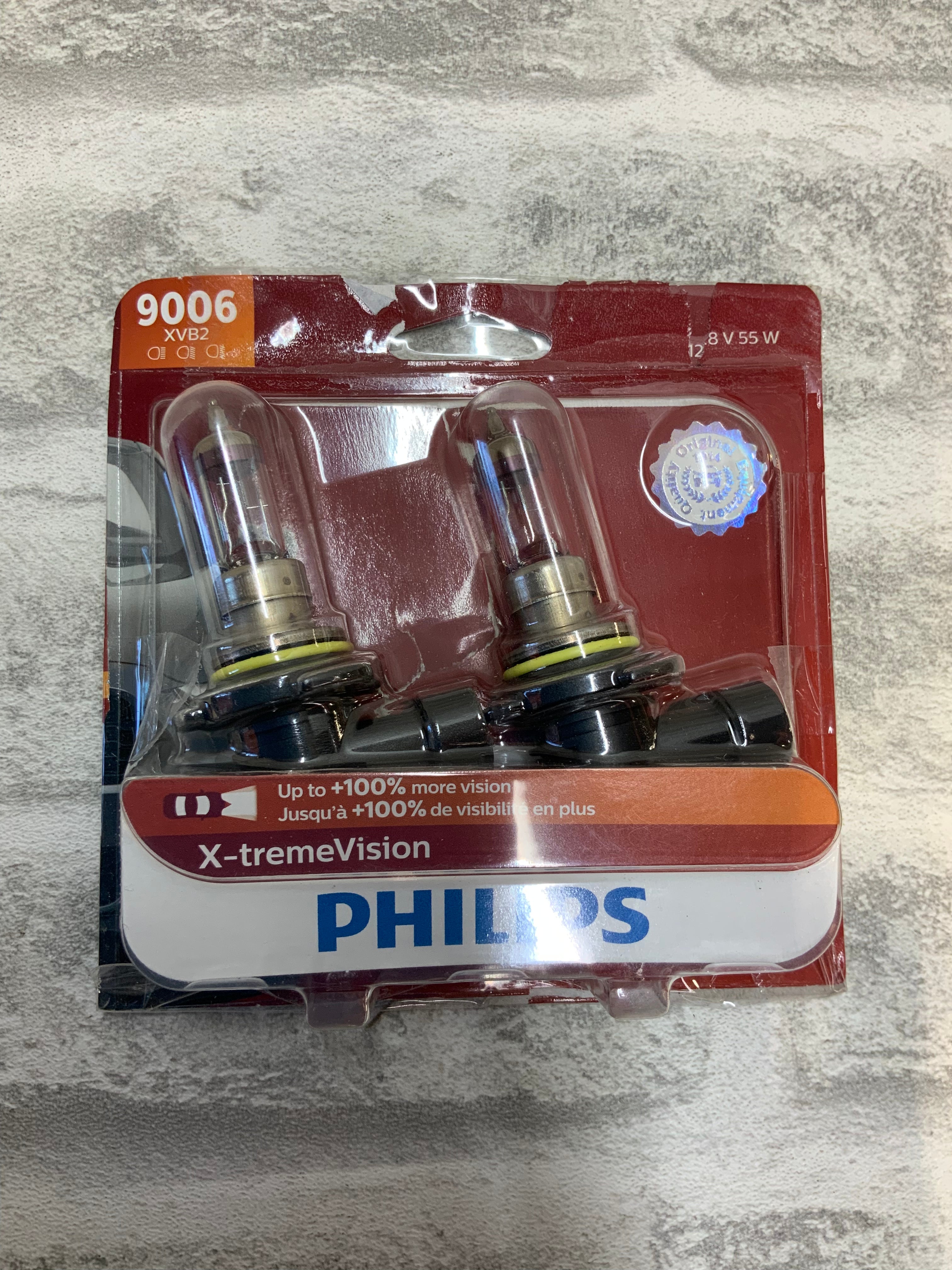 Philips Automotive Lighting 9006 X-tremeVision Upgraded Headlight Bulb, 2 Pack (7579843133678)