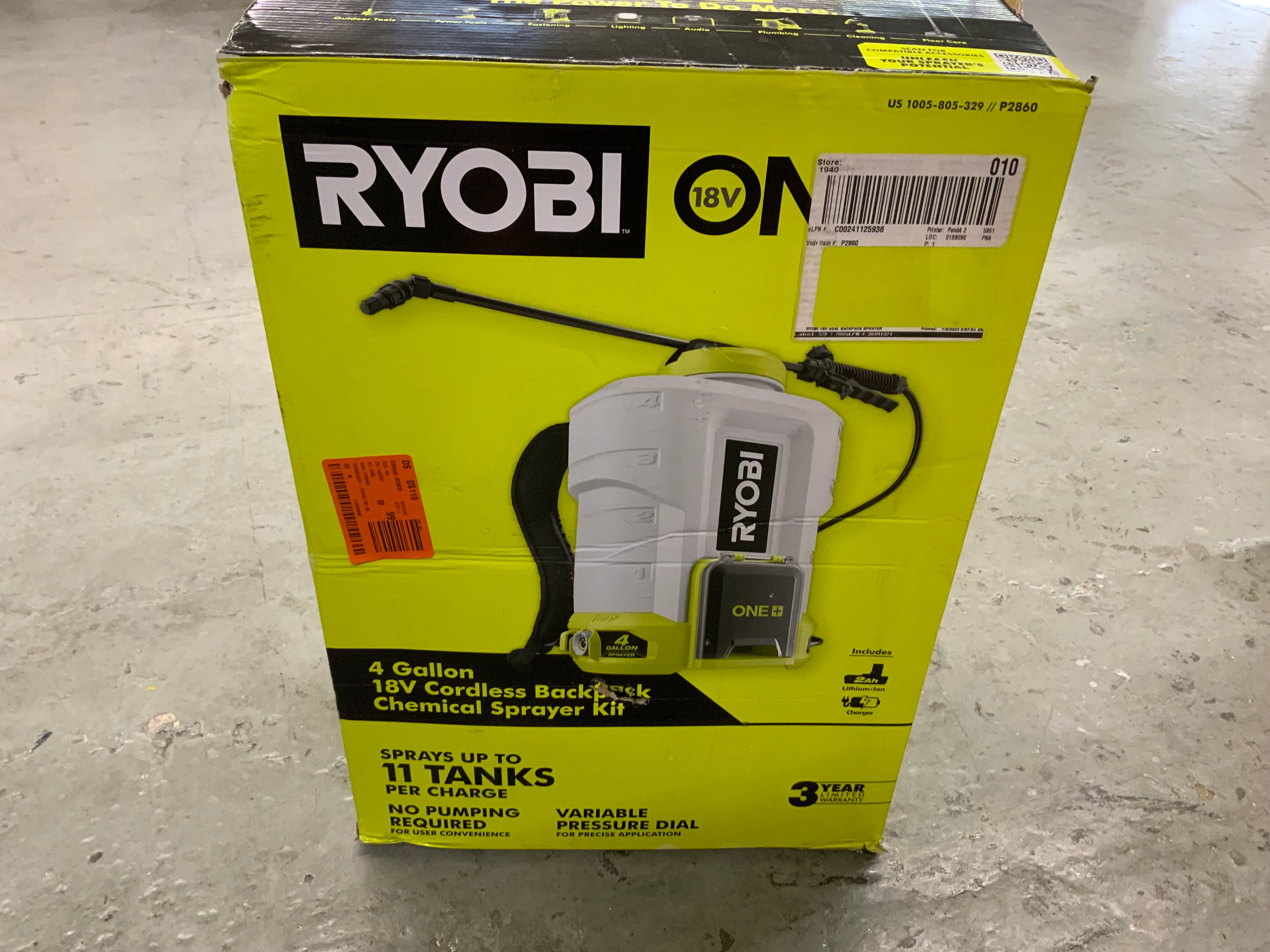 RYOBI ONE+ 18V Cordless Battery 4 Gal. Backpack Chemical Sprayer (8135314637038)