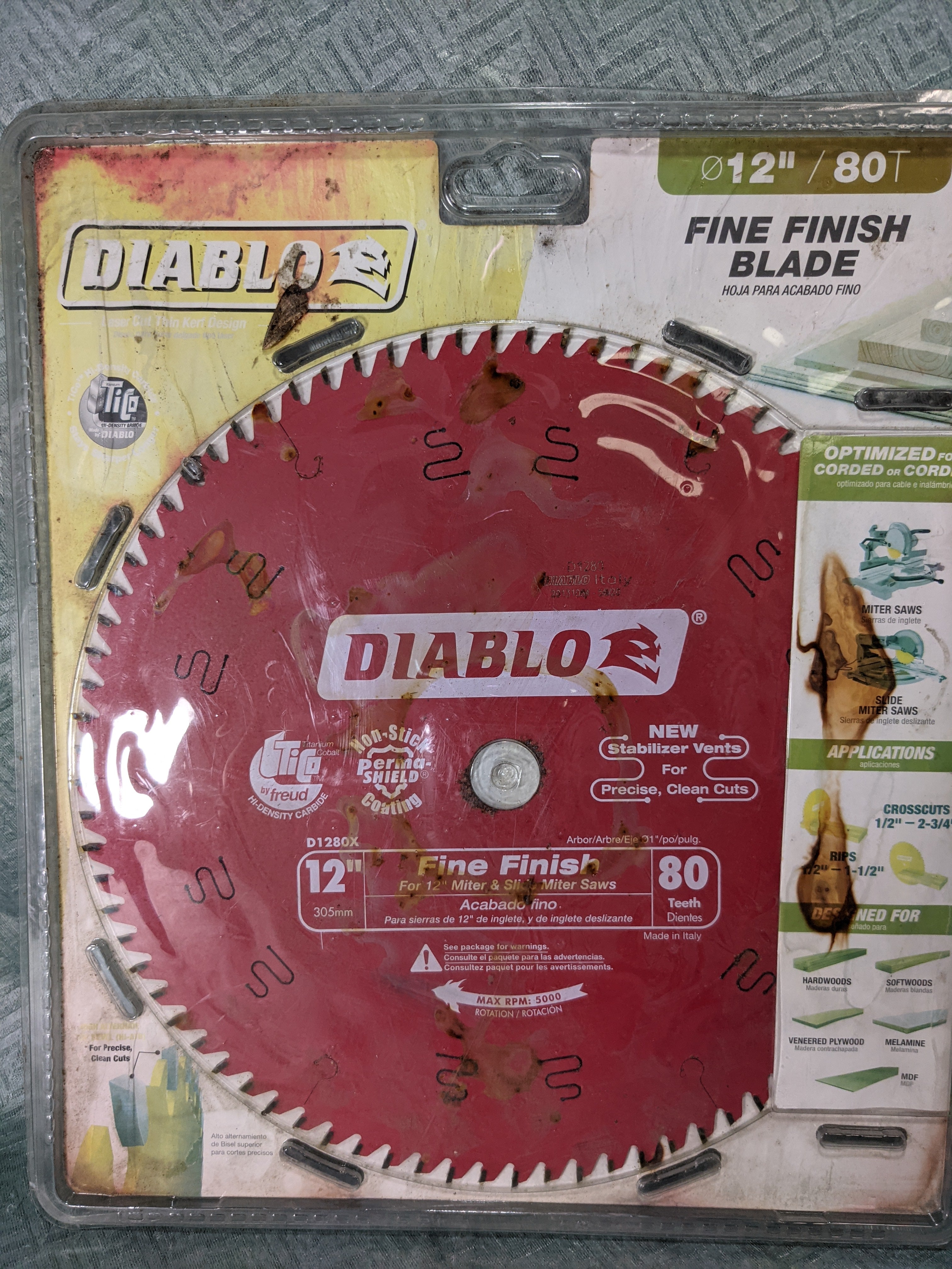 Diablo 12-Inch 80 Tooth ATB Crosscutting Saw Blade SEE DISCRIPTION AS IS (7351223779566)