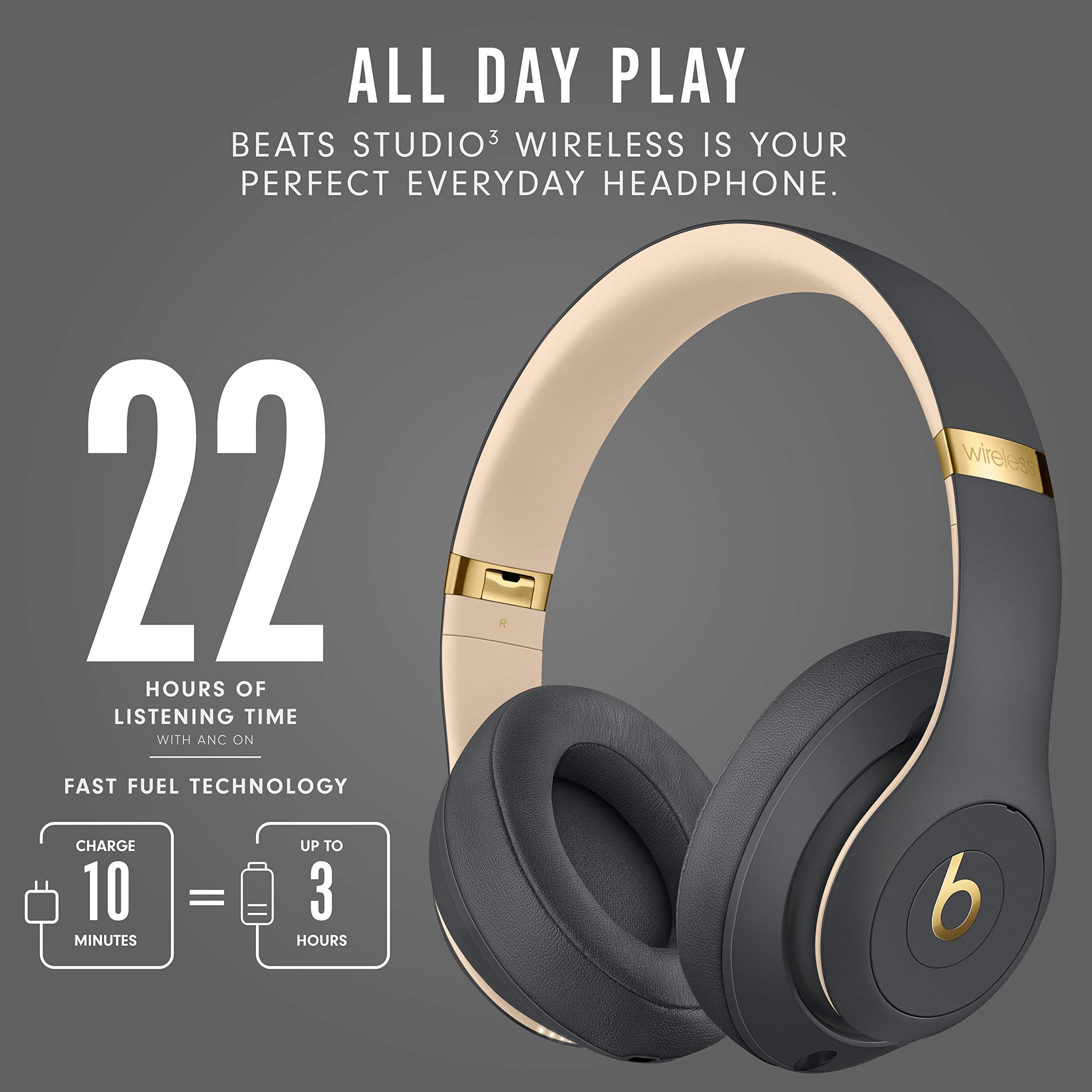 Studio3 Wireless Noise Cancelling Over-Ear Headphones - Shadow Gray Latest Model (7568717578478)