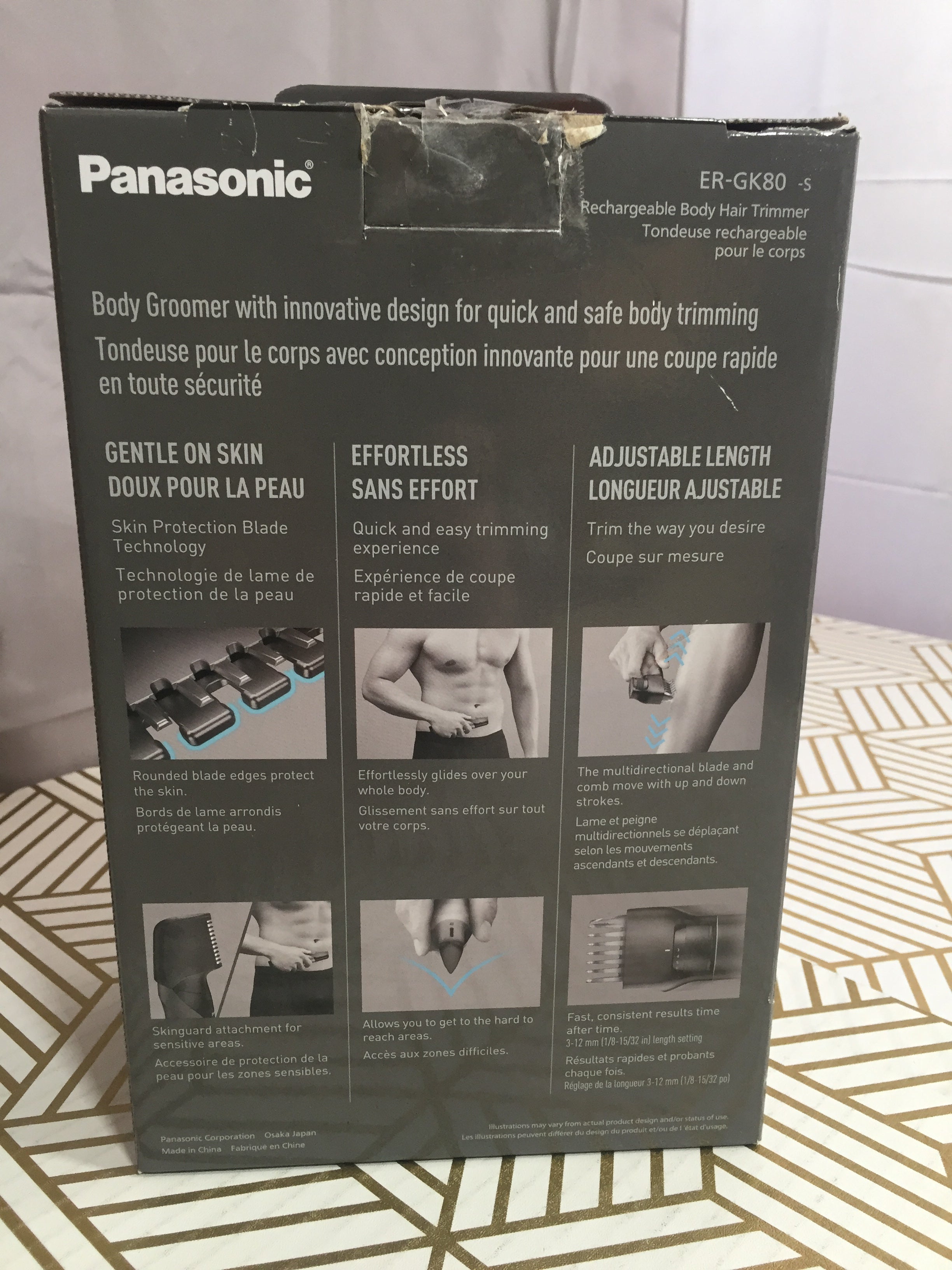 Panasonic Body Groomer Wet/Dry Cordless Electric ERGK80S (Black)