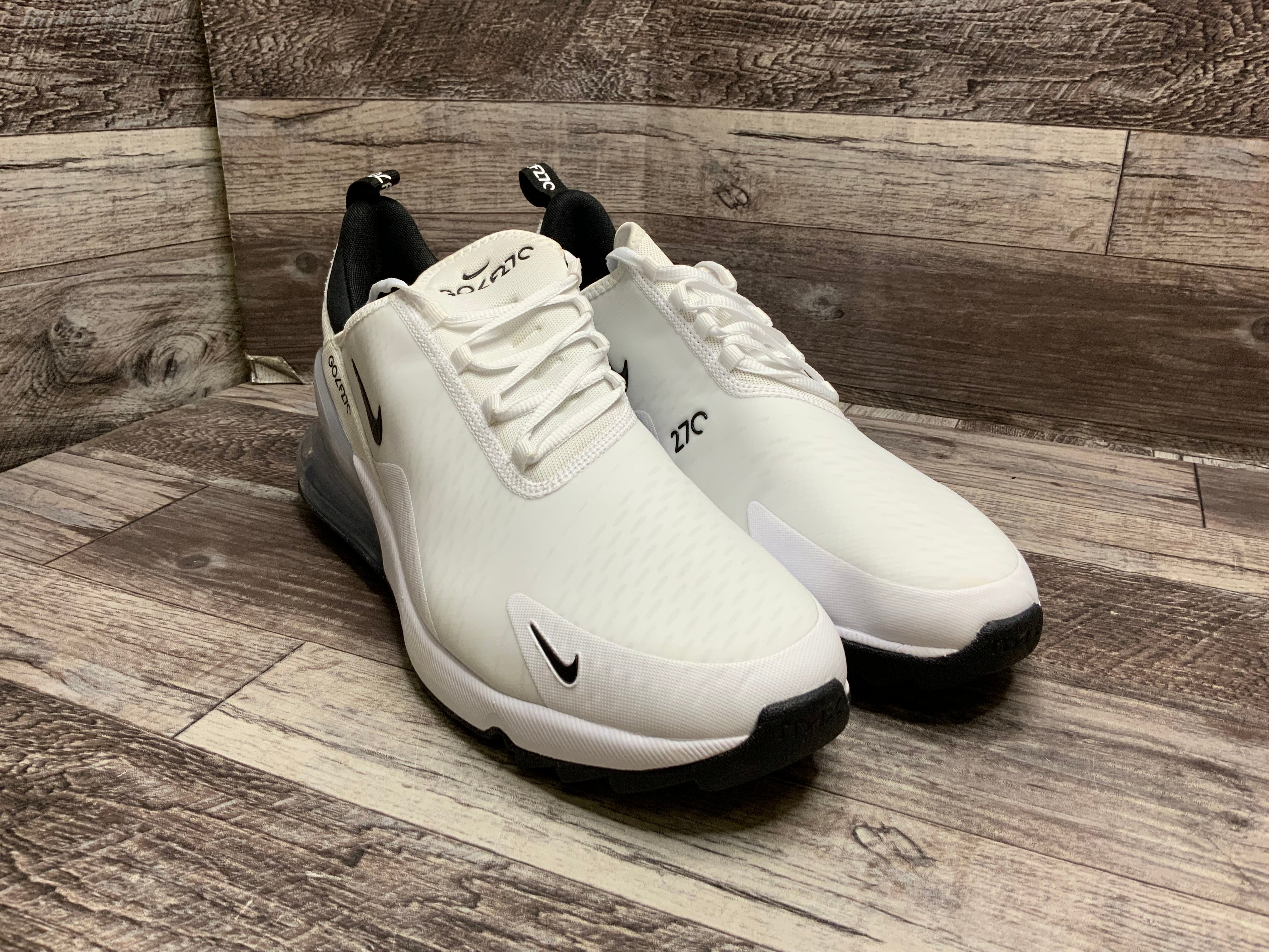 Nike Air Max 270 Mens Golf Shoes (Size 12, White/Black-Pure Platinum) (8135979663598)