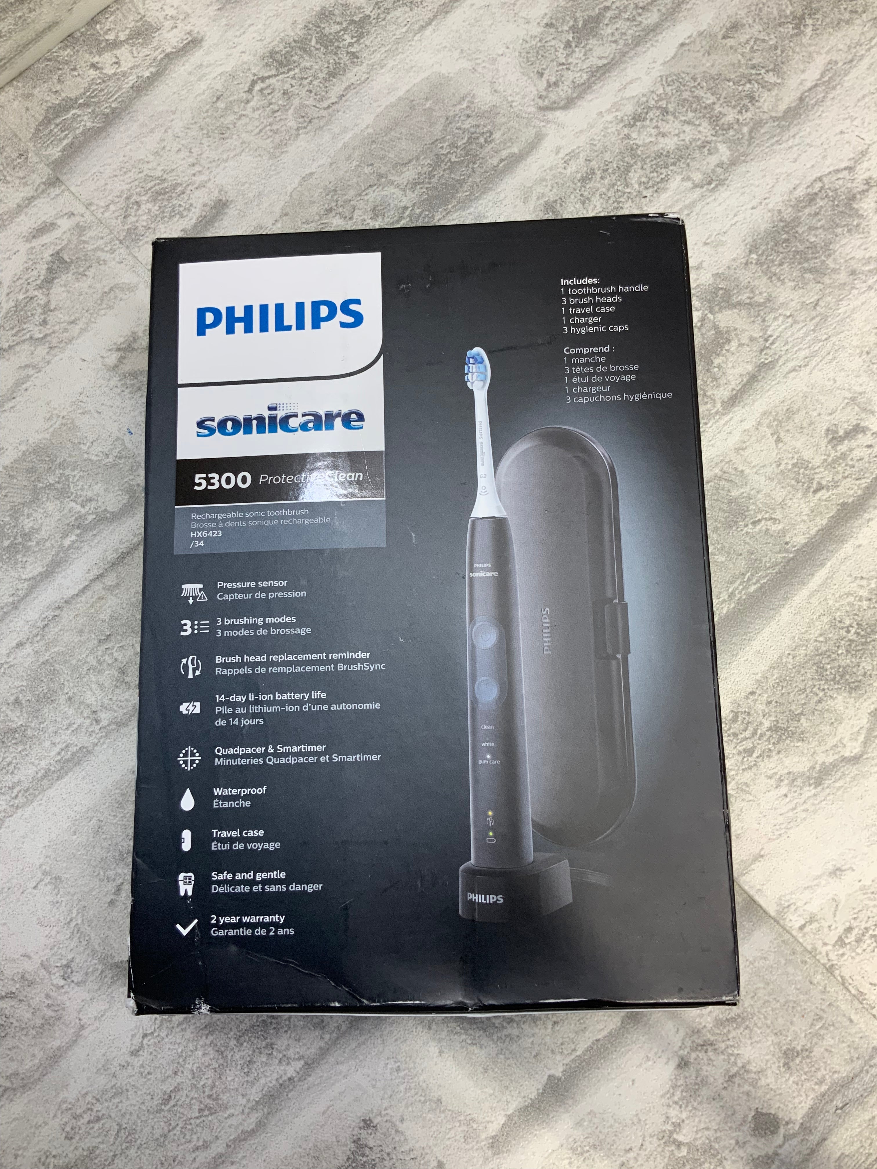 Philips Sonicare ProtectiveClean 5300 Rechargeable Electric Toothbrush, Black (7610736509166)