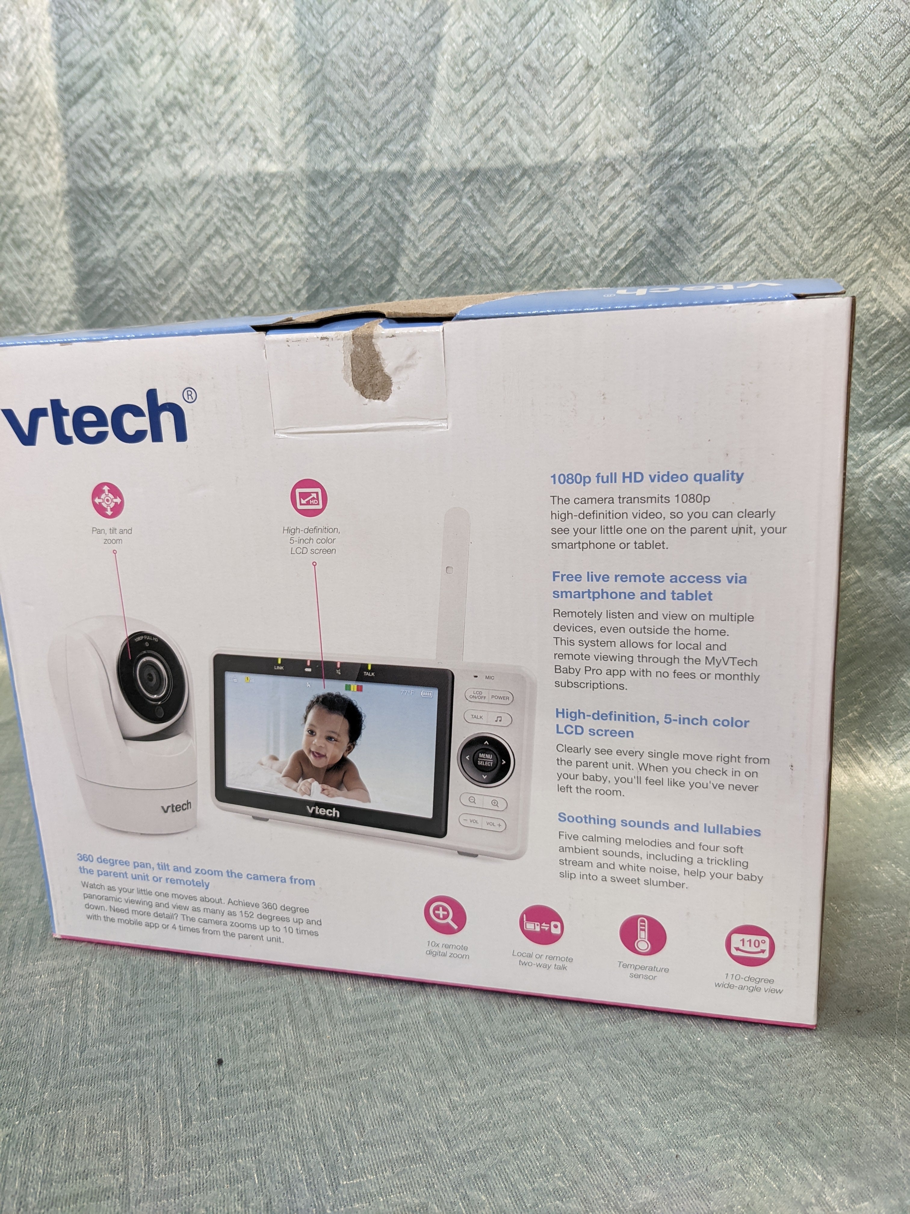 VTech Upgraded Smart WiFi Baby Monitor VM901, 5-inch 720p Display, 1080p Camera, HD NightVision (7550560403694)