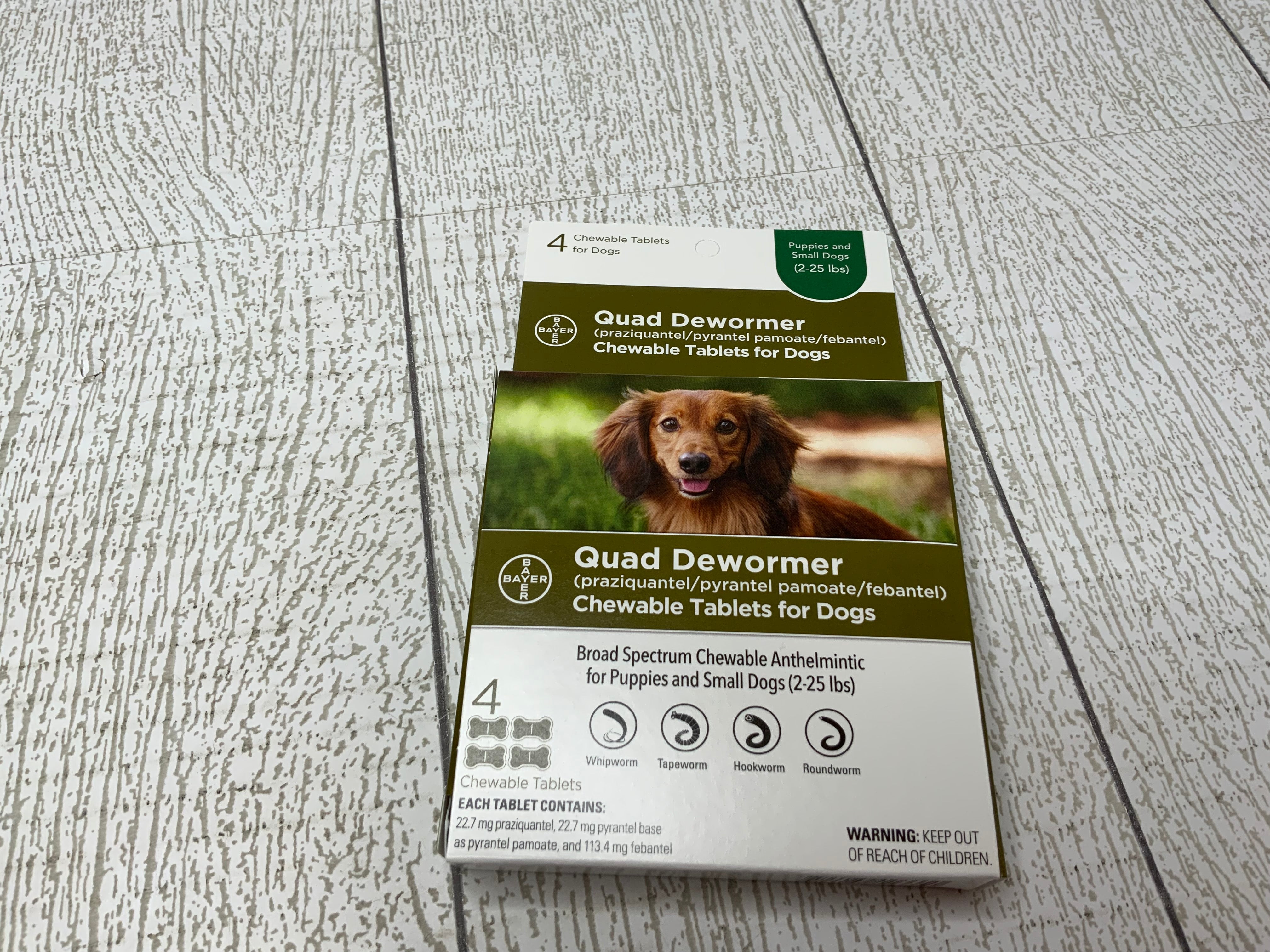 Elanco Chewable Quad Dewormer for Small Dogs *225 lbs, 4 Chewable Tab