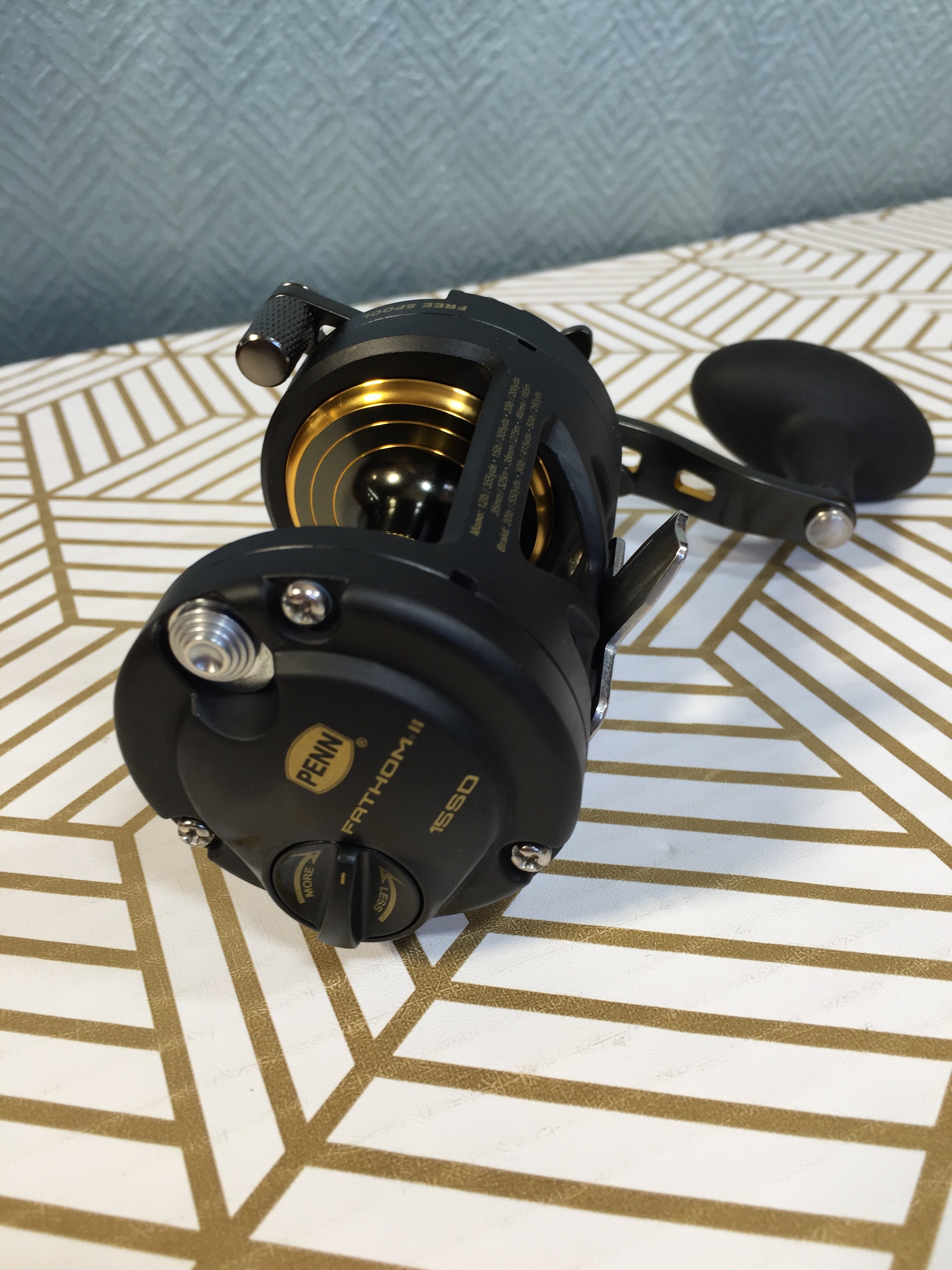 PENN Fathom II Star Drag Conventional Fishing Reel, Black Gold, 15SD (7680425197806)