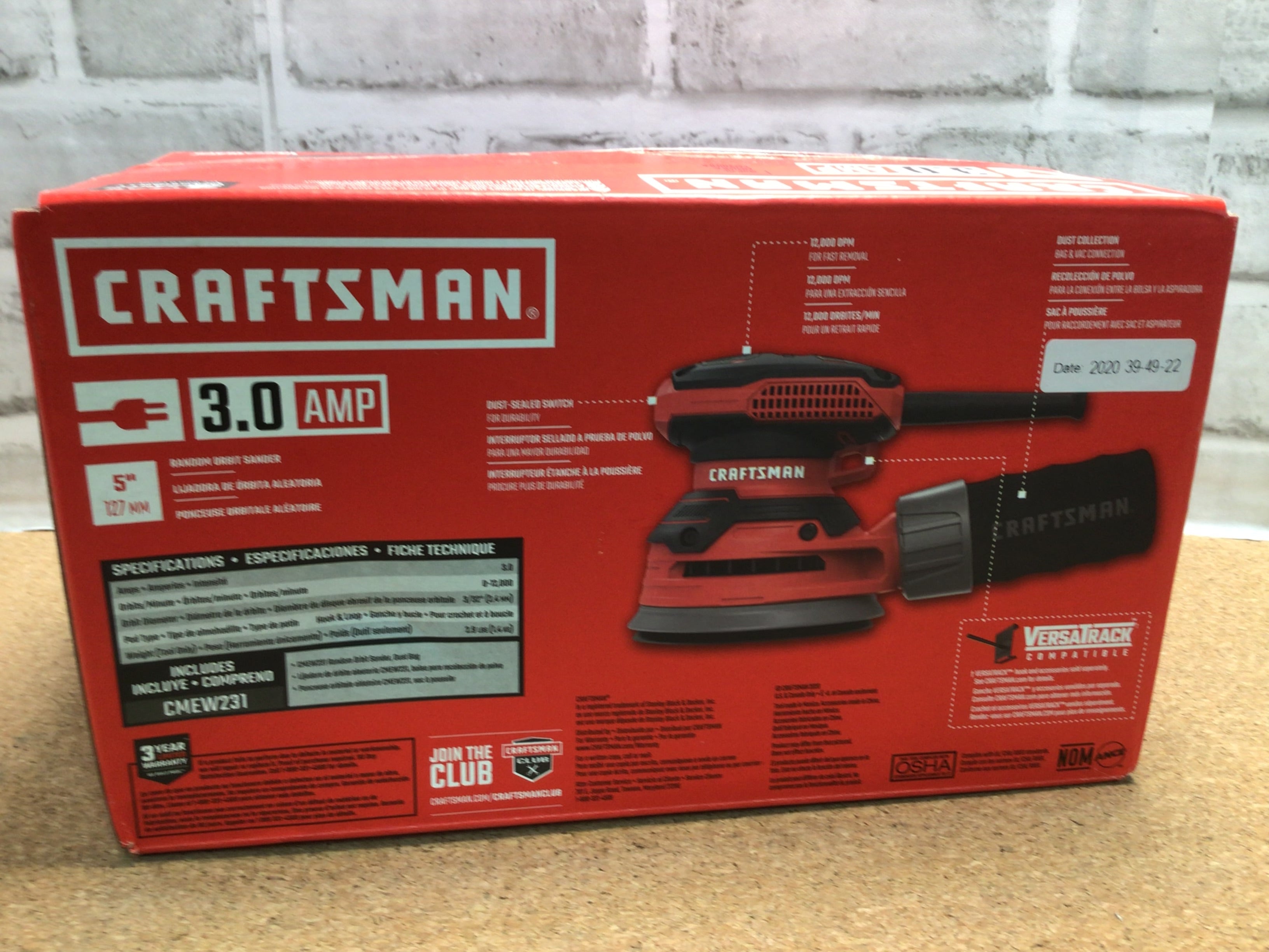 CRAFTSMAN Random Orbit Sander, 3Amp, Corded (CMEW231)**Tested/Working
