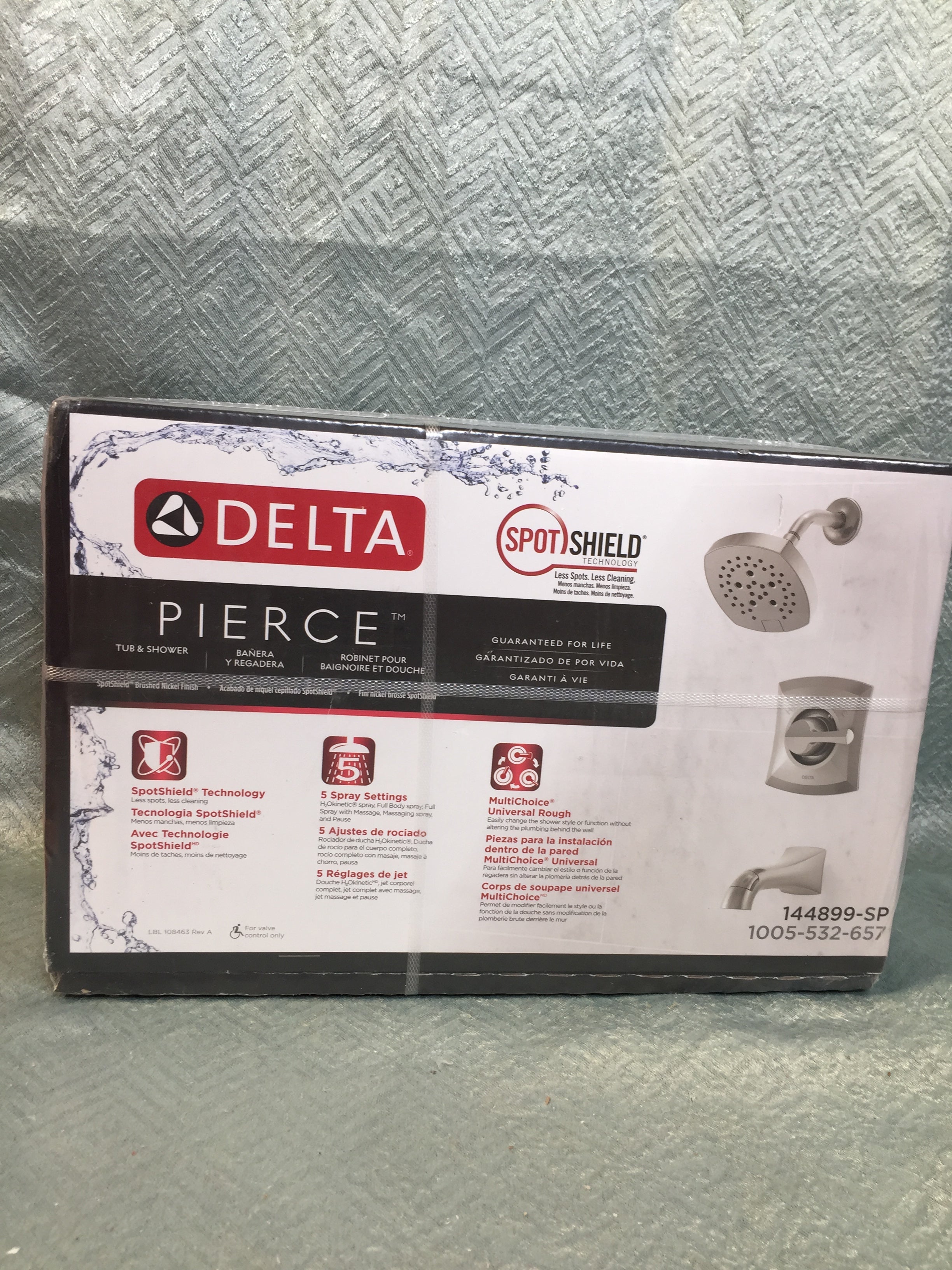 Delta Pierce Tub and Shower Faucet - Spot Shield - Brushed Nickel - Valve Included (7591859683566)
