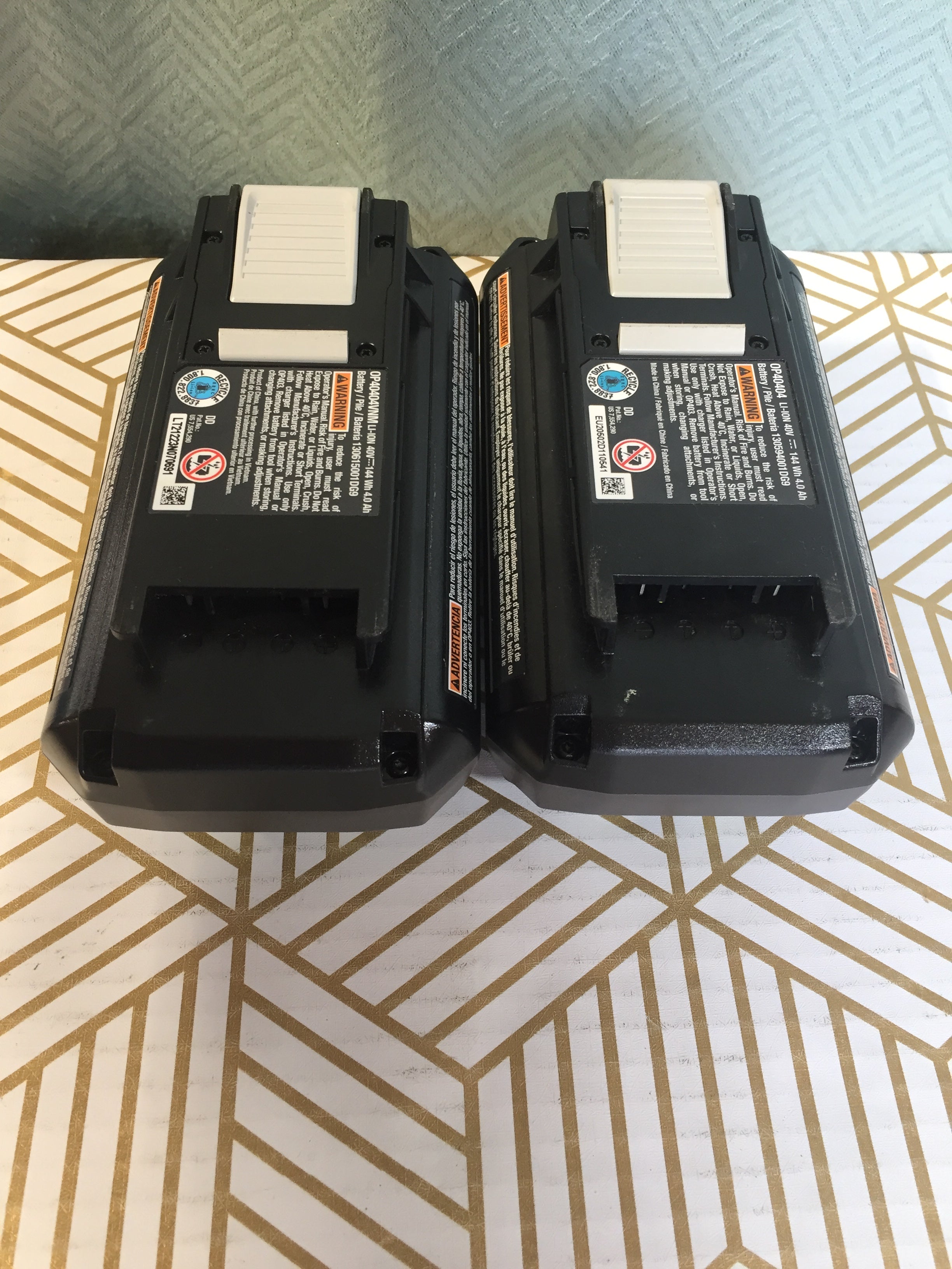 (2) Genuine RYOBI OP40404 40V Batteries 4.0Ah Lithium-Ion OEM (7727824601326)