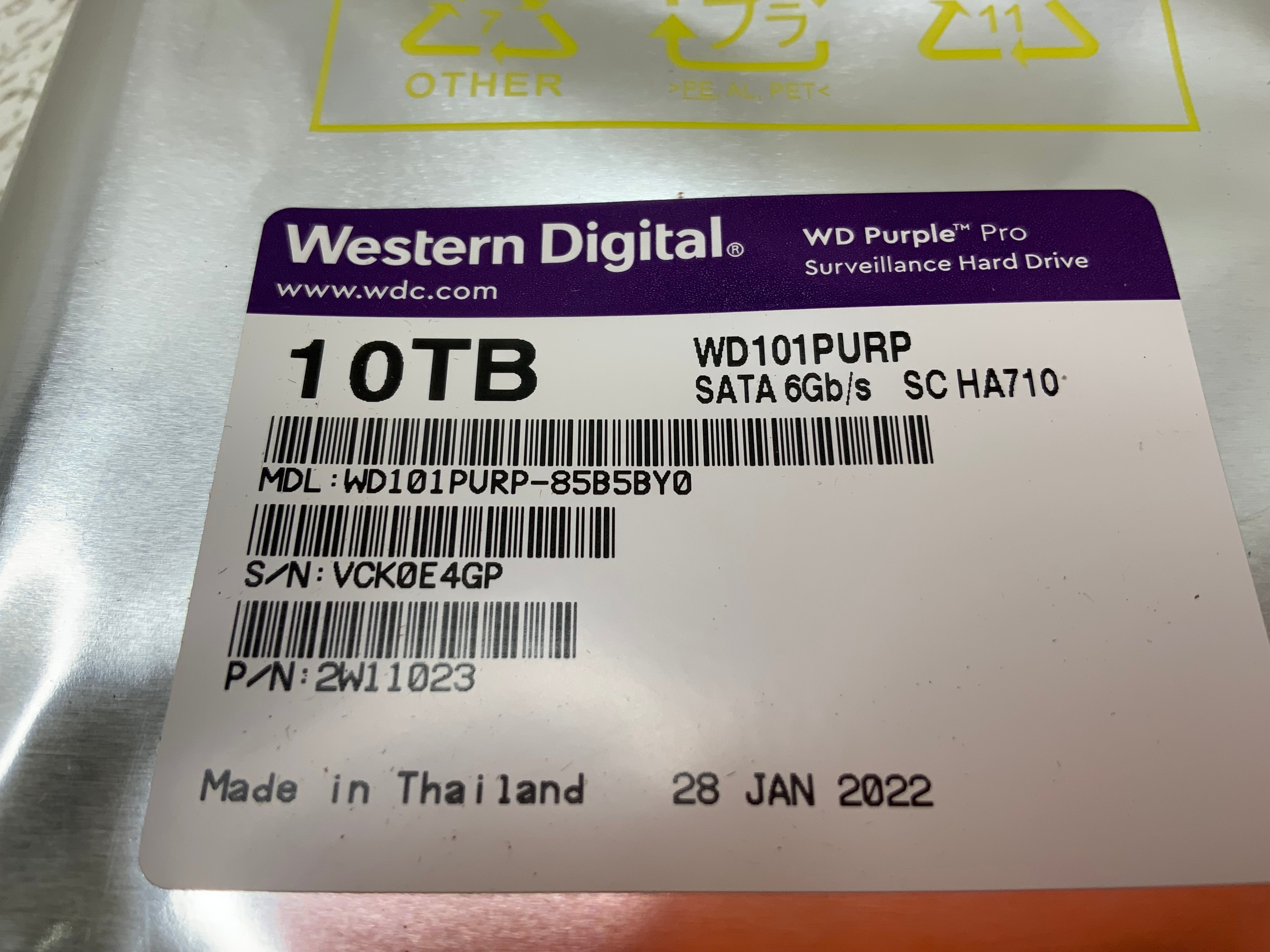 Western Digital 10TB WD Purple Surveillance Internal Hard Drive HDD (7942571163886)