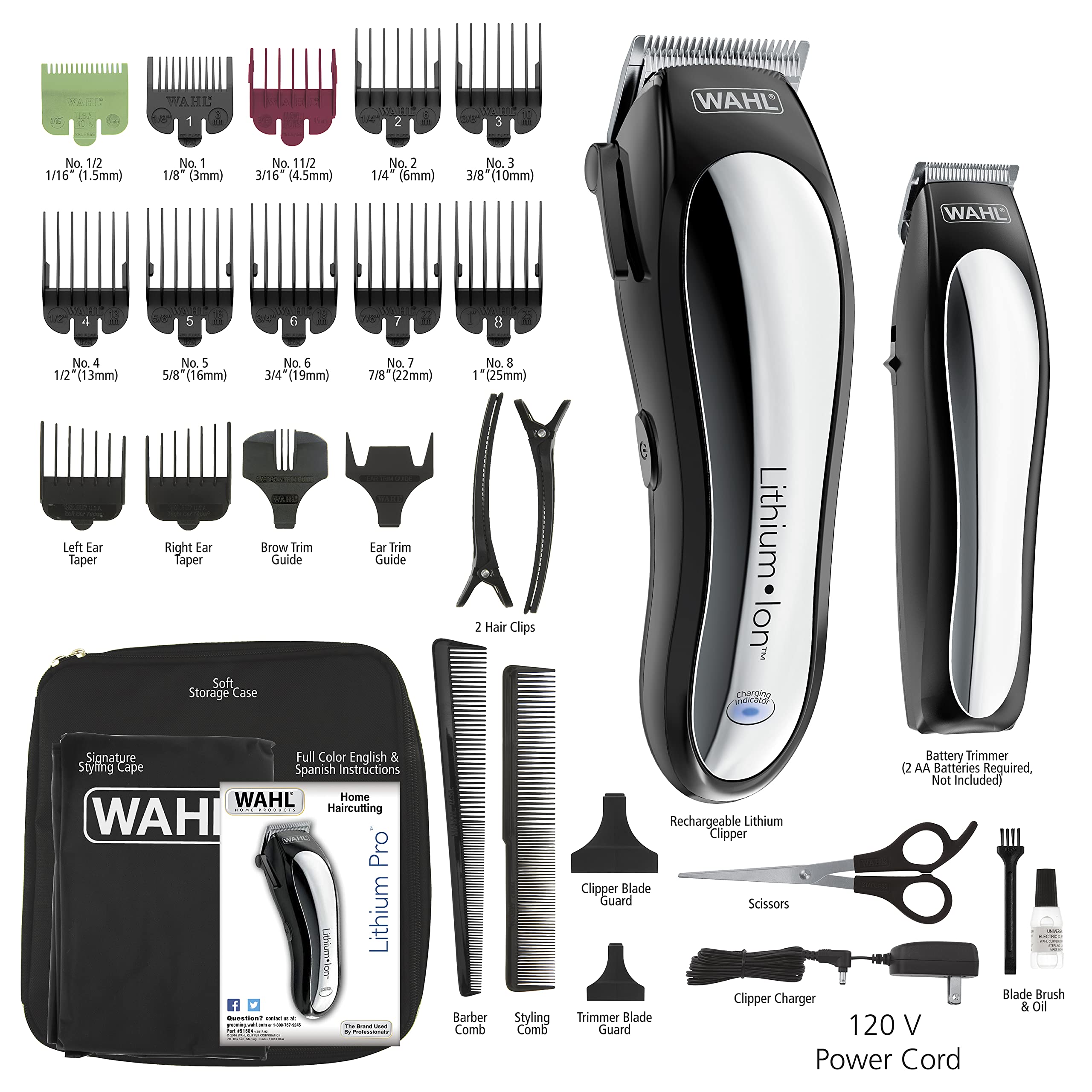 Wahl Clipper Lithium Ion Cordless Haircutting & Trimming Combo Kit