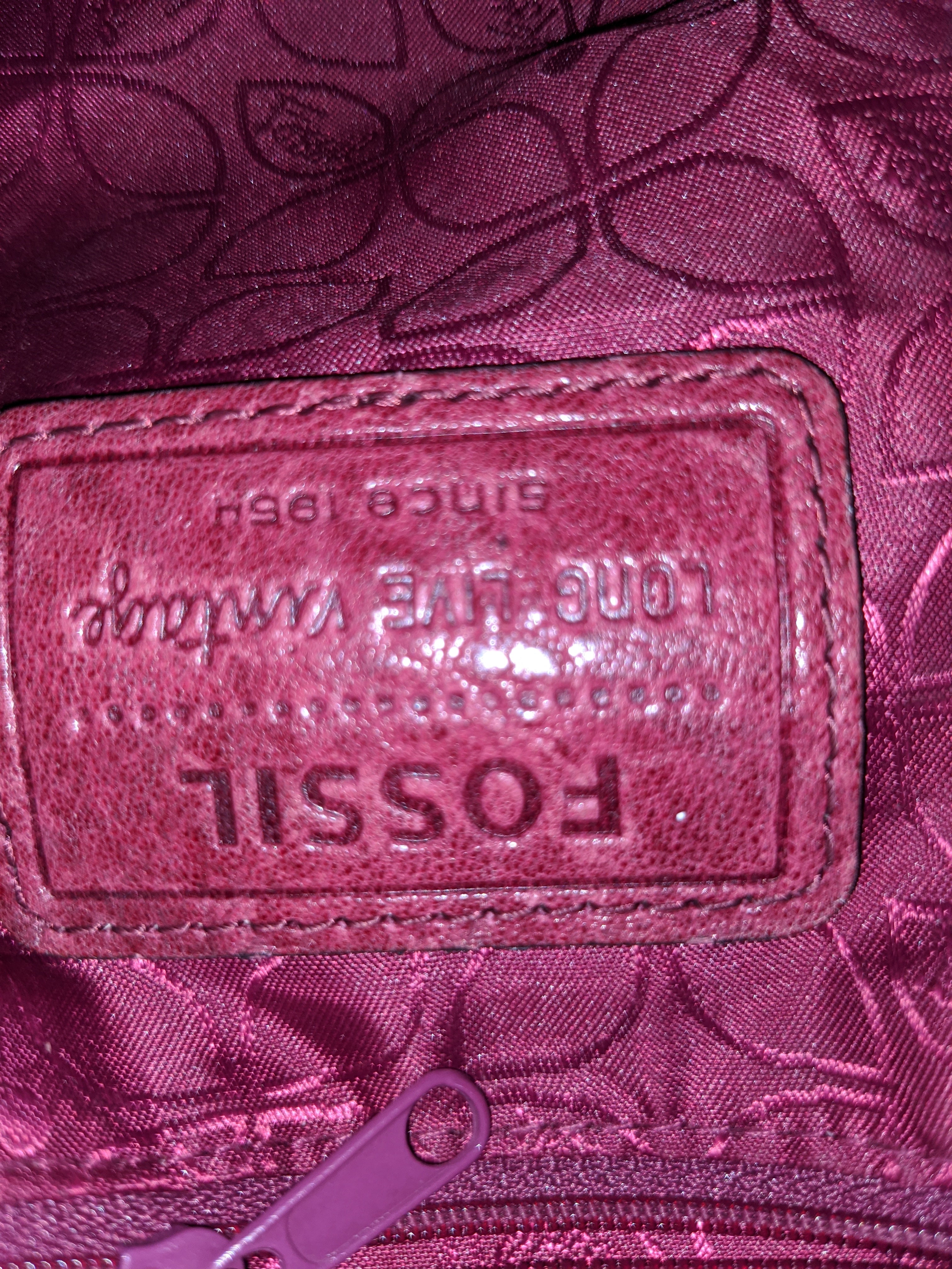 Fossil llv Foldover Red Leather Chain Shoulder Handbag hobo Crossbody (6925853098167)