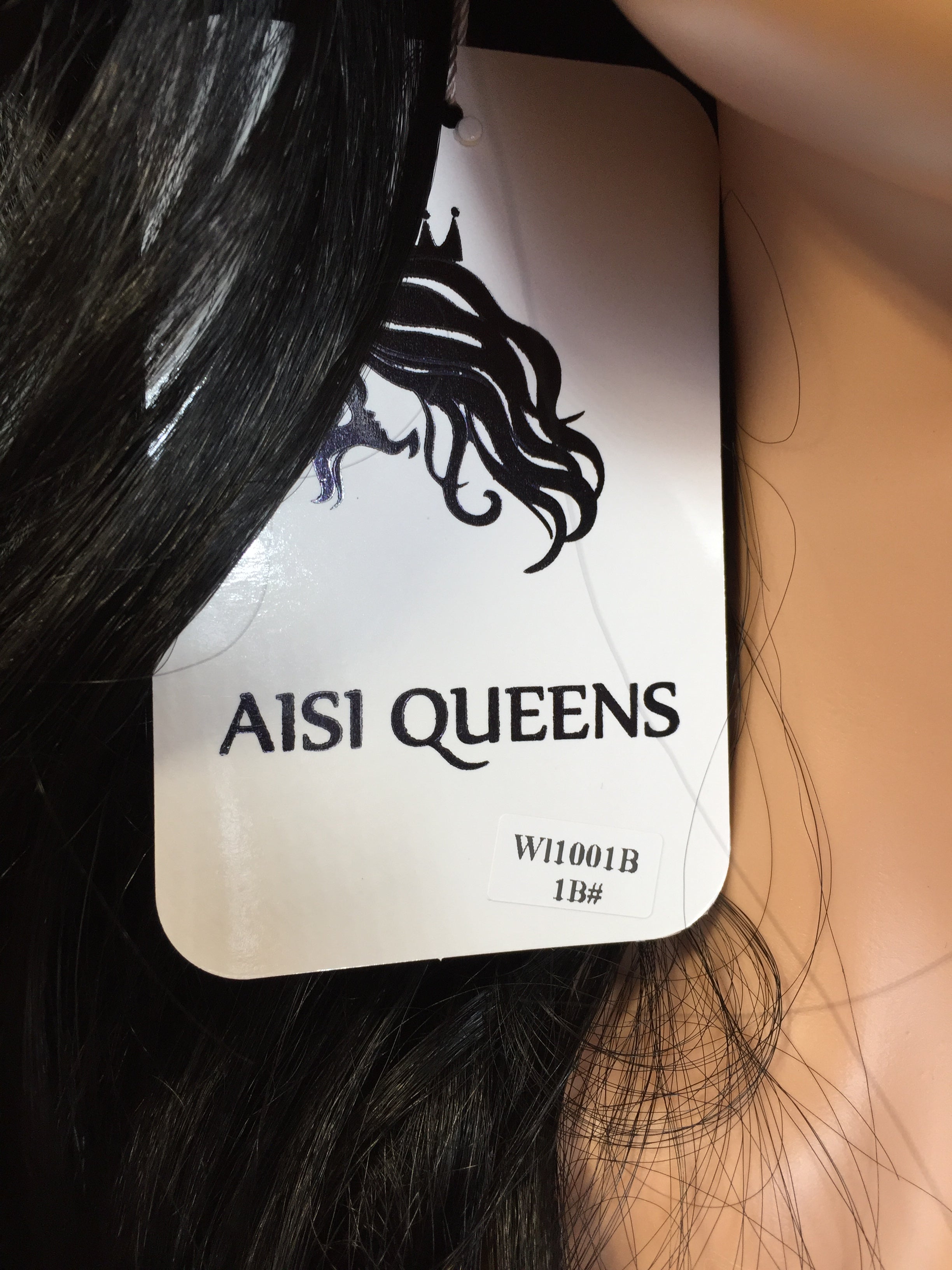 AISI Queens Black Long Wavy 24 Inch Wig with Middle Part Synthetic (7611639955694)