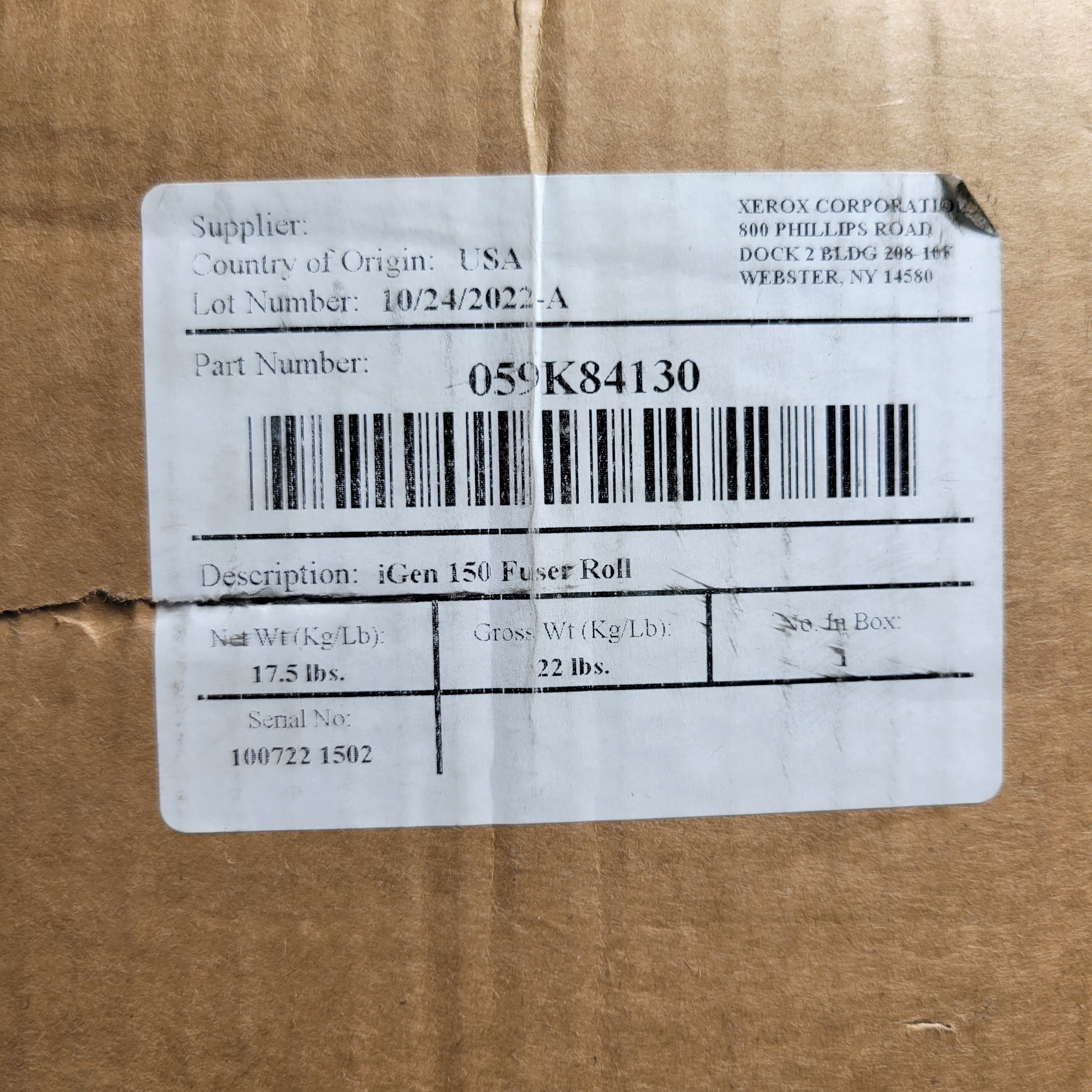 Xerox 059K84130 iGen 150 Fuser Roll *READ DESCRIPTION* (8048981442798)