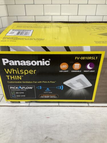 Panasonic WhisperThin Pick-A-Flow 80 or 100 CFM Exhaust Fan w/LED Light (6922742202551)