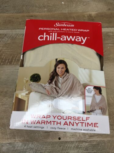 AS IS SEE NOTES Sunbeam Chill Away Heated Fleece Wrap - Sand (6922813505719)