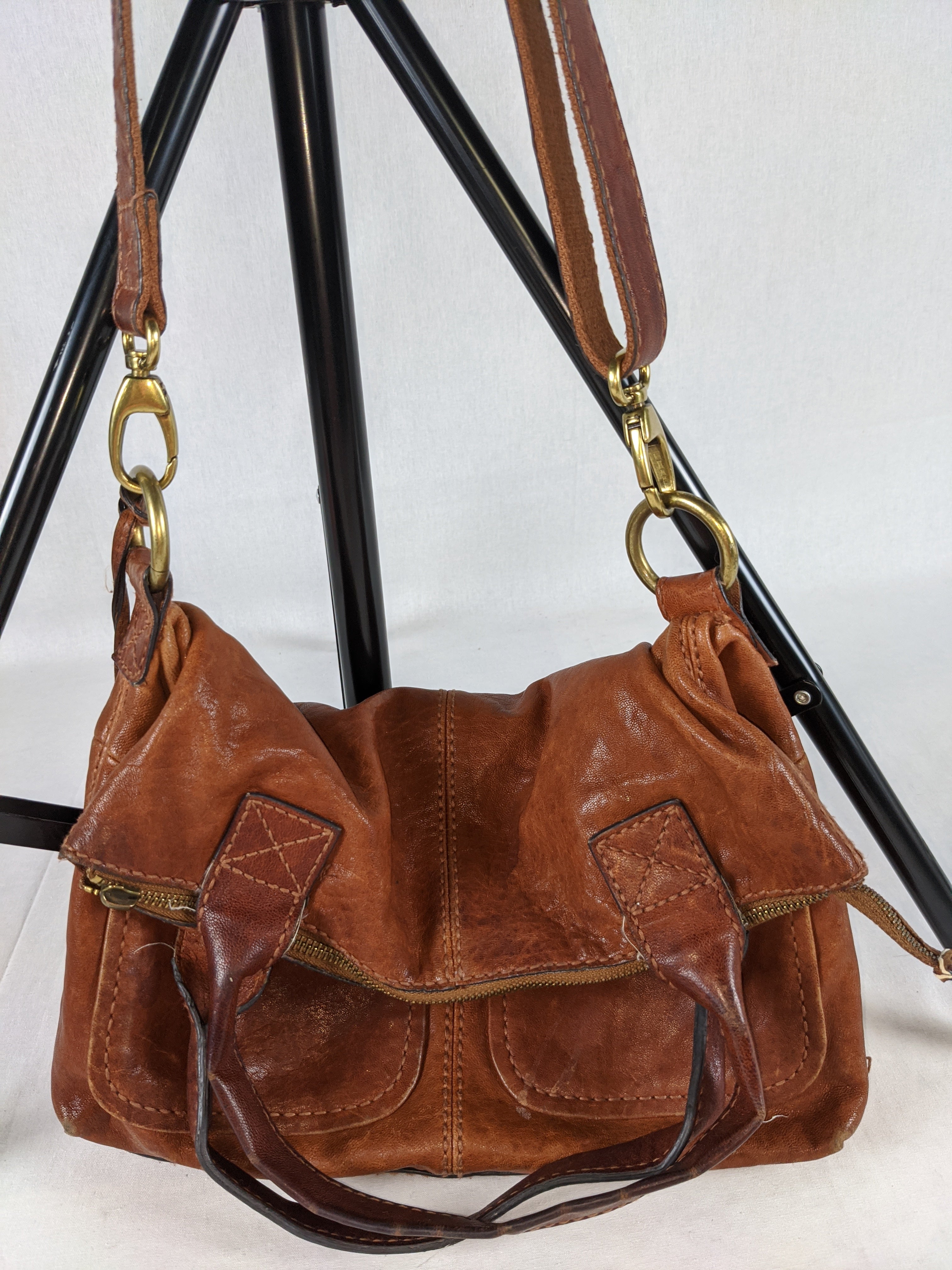 Fossil Brown Leather Foldover Crossbody (6925913555127)