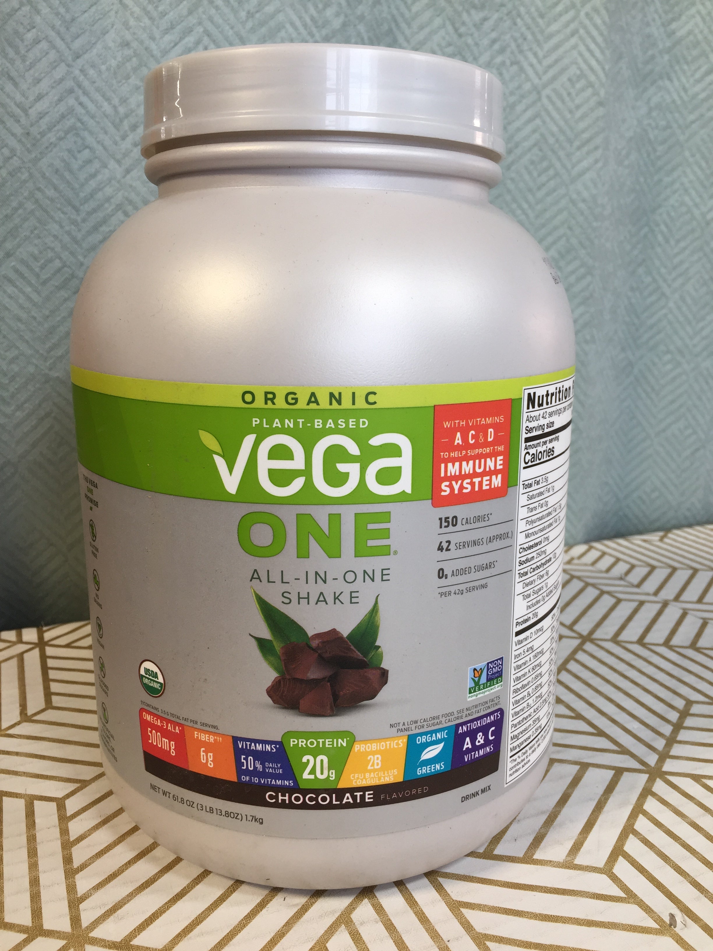 Vega Organic All-in-One Vegan Protein Powder Chocolate (42 Servings) Superfood (7928458576110)
