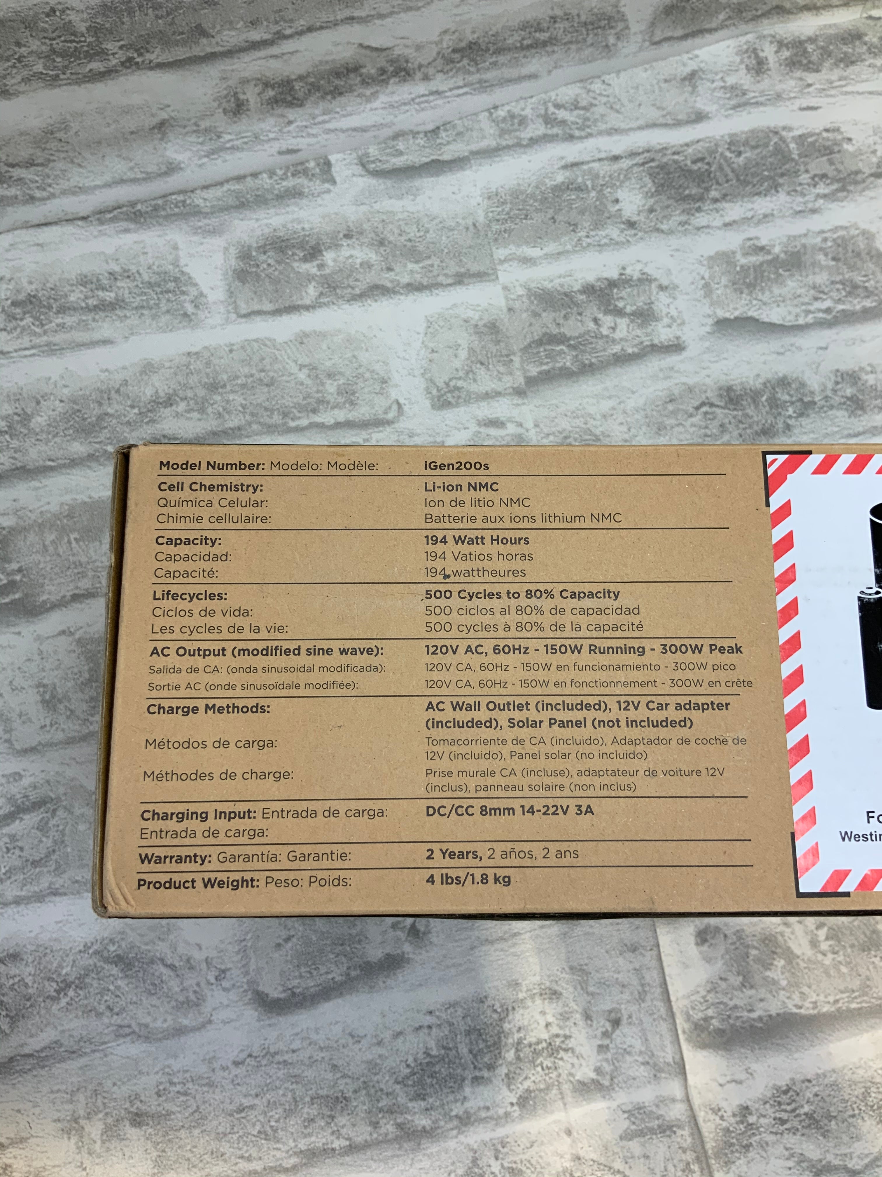 Westinghouse Outdoor Power Equipment iGen200s Portable Power Station (7535706243310)
